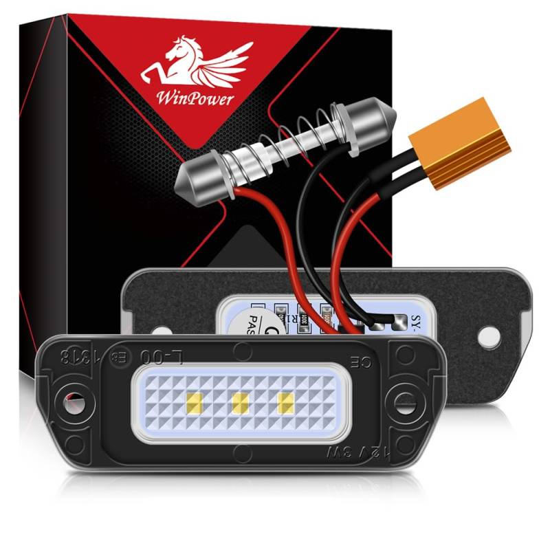 WinPower Kennzeichenleuchte 3SMD Nummernschildbeleuchtung Kompatibel mit Mercedes-Benz ML GL R Klasse W164 X164 W251 V251, 6000K Weiß Canbus Kein Fehler, 2 Stück von WinPower