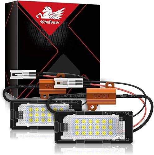 WinPower Kennzeichenleuchten Nummernschildbeleuchtung 6000K Weiß Kompatibel mit Passat 3C B6/B7 Touran 1T GP2 Touareg2 Golf 5/6 plus Jetta6 Polo 6R Sharan 2 usw., 2Stück von WinPower