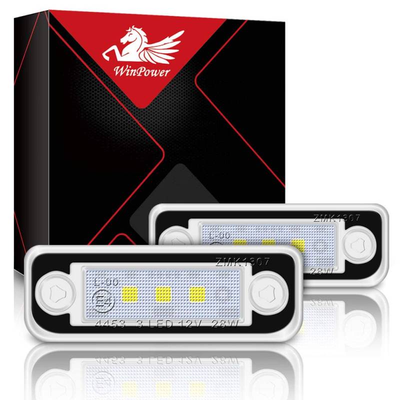 WinPower LED Kennzeichenleuchte 3 SMD Kennzeichenleuchte LED 6000K Xenon Weiß Mit Canbus Fehlerfrei,2 Stück von WinPower