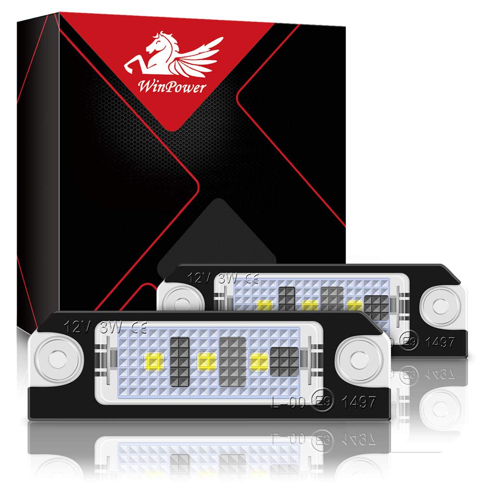 WinPower LED-Kennzeichenleuchte 3 SMD-Kennzeichenleuchte 6000K Xenonweiß mit Canbus Fehlerfrei, 2 Stück von WinPower