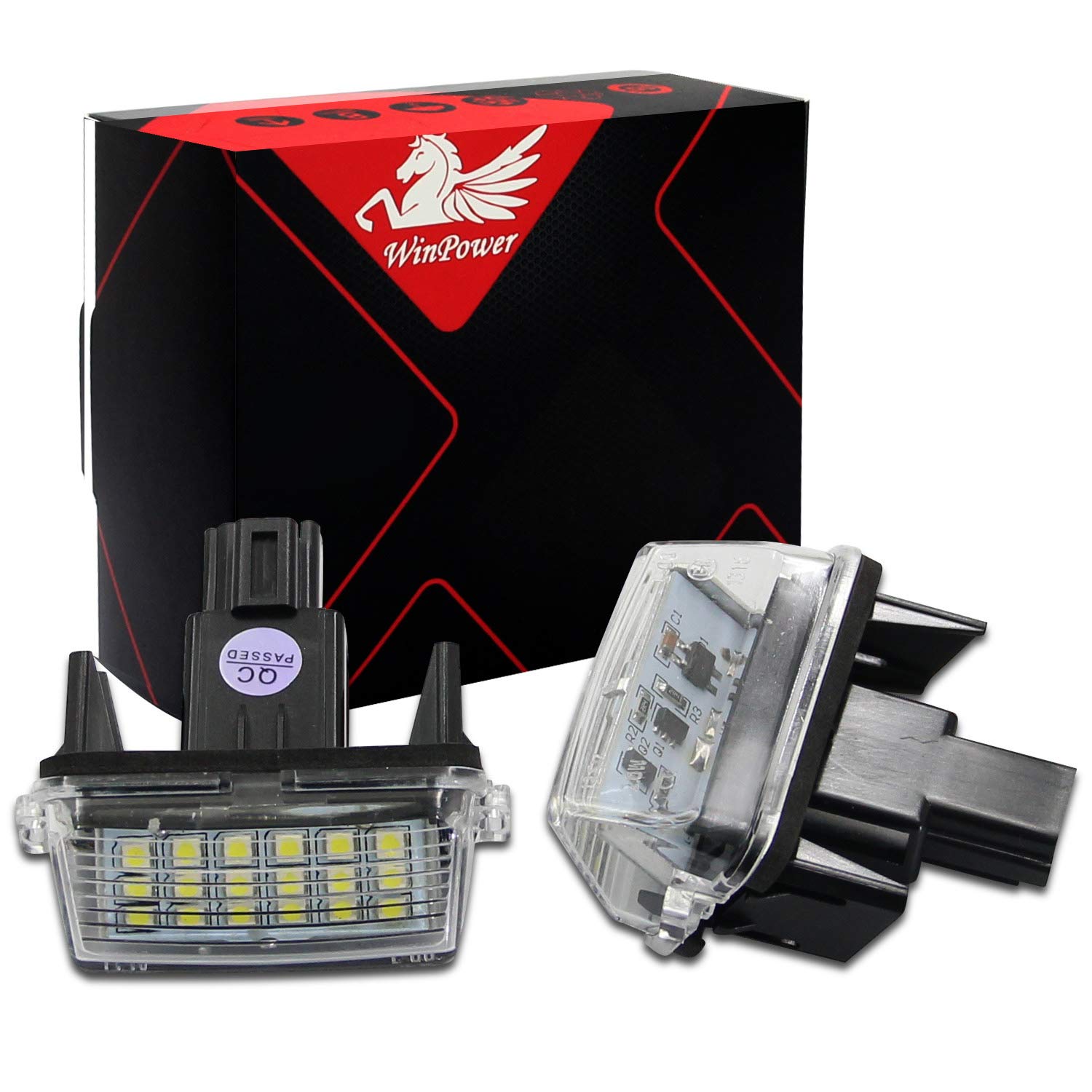 WinPower Nummernschild Licht Birne Kit 6000K Xenon Weiß Kein Fehler Lampe 18 SMD Upgrade Kennzeichenbeleuchtung Lichter, 2 Stücke von WinPower