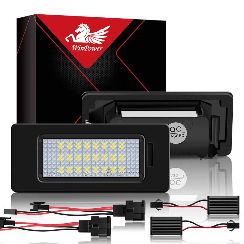 WinPower Kennzeichenleuchte Nummernschildbeleuchtung Weiß 6000K für A1 A4 S4 B8 A5 S5 Q5 A6 C7 A7 Sportback RS5 TTRS TT usw., 2 Stück von WinPower