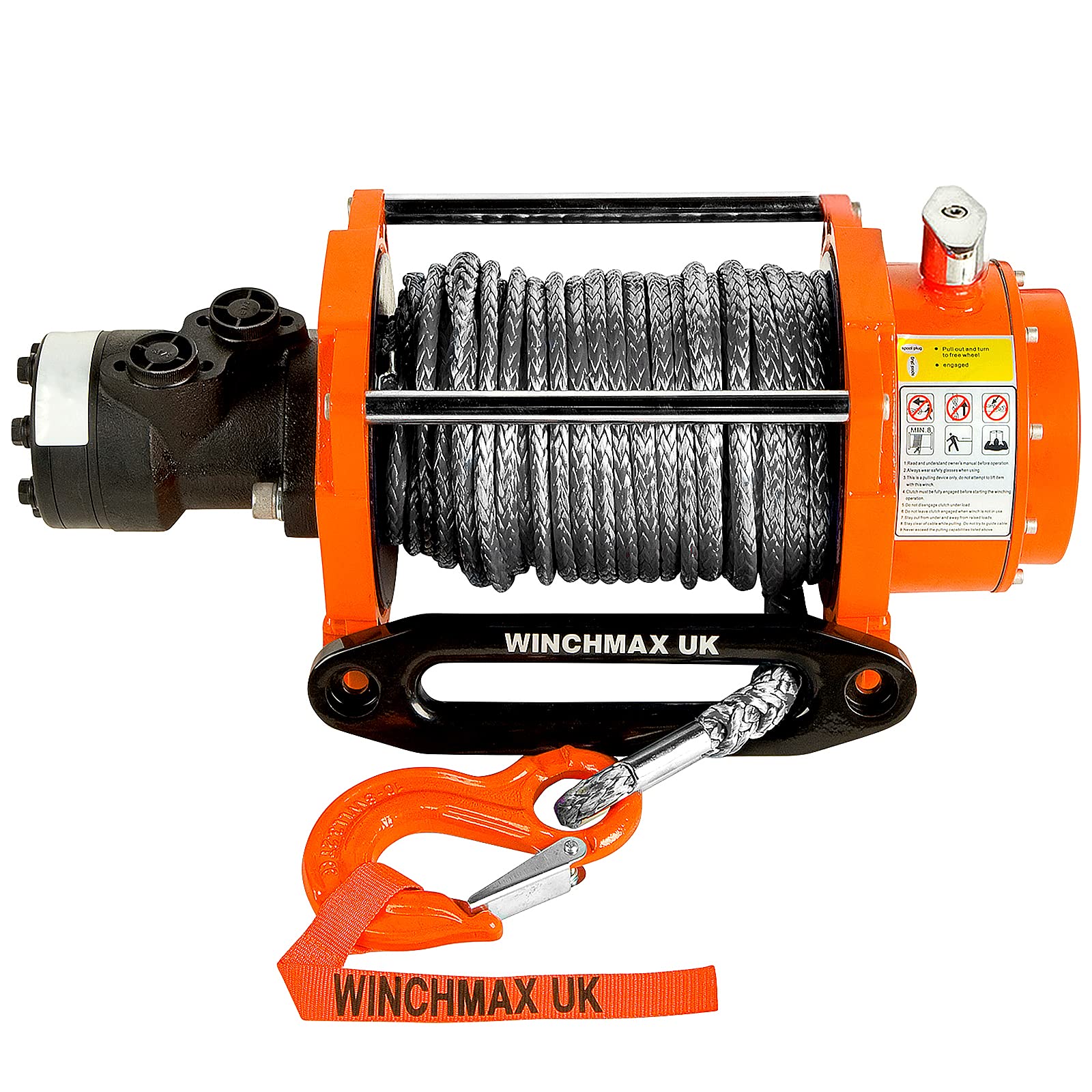 WINCHMAX 20000 lb / 9072 kg Original Orange Hydraulische Winde. 25m x 13mm Dyneema-Seil. Fairlead und Wettkampfhaken. von Winchmax