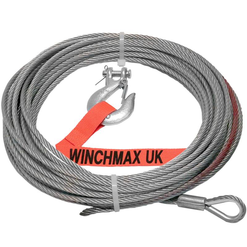 WINCHMAX Seilwinde Seilseil Drahtseil 15m x 5mm mit ¼ Gabelkopf Haken geeignet für Seilwinde bis 1,8kg von WINCHMAX