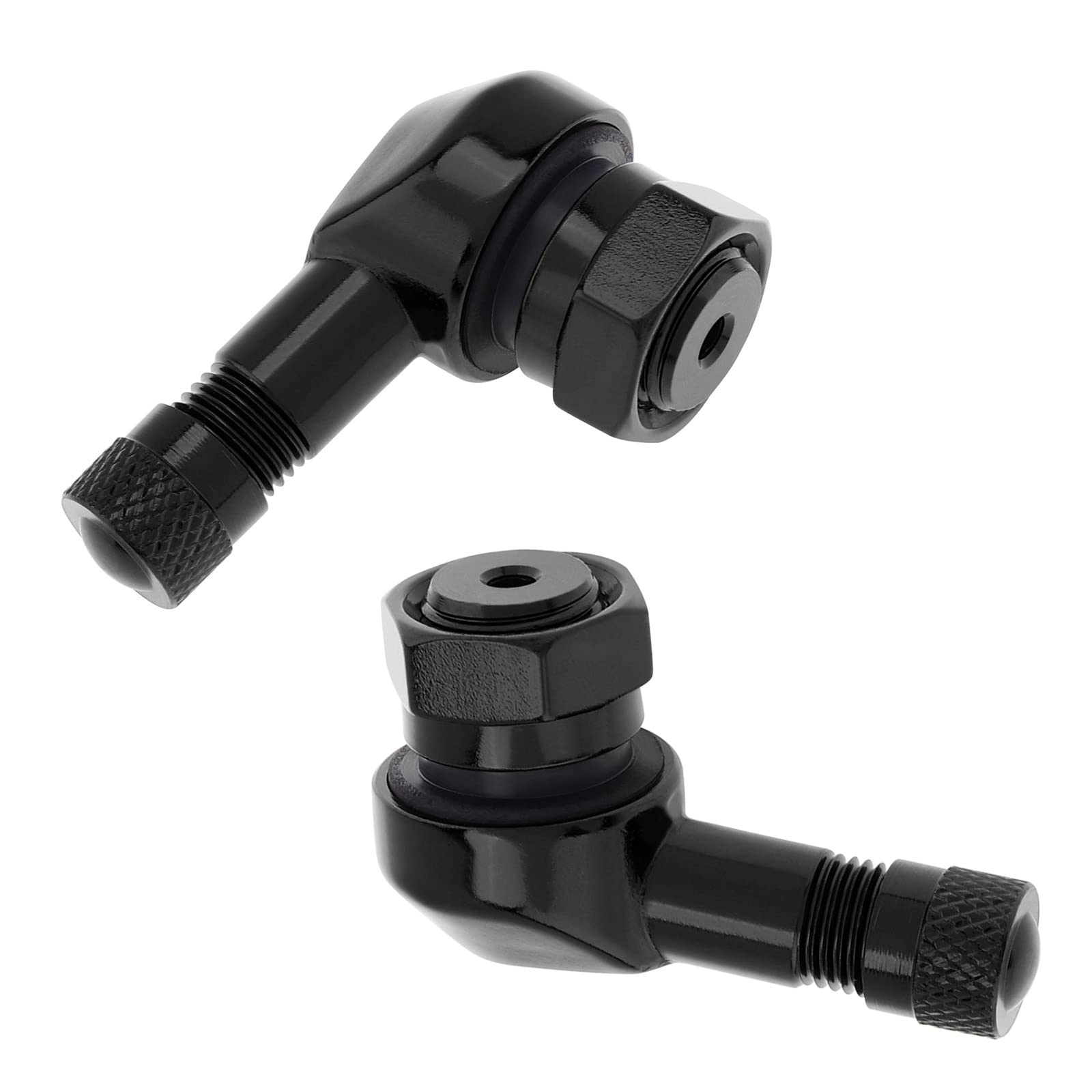 Windance 2 x 90-Grad-CNC-Motorrad-Reifenventilschäfte für die meisten Fahrräder, 10 mm bis 11,3 mm schlauchlose Reifen, einfache Installation (schwarz) von Windance