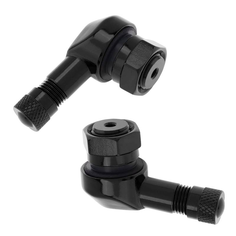 Windance 2 x 90-Grad-CNC-Motorrad-Reifenventilschäfte für die meisten Fahrräder, 10 mm bis 11,3 mm schlauchlose Reifen, einfache Installation (schwarz) von Windance