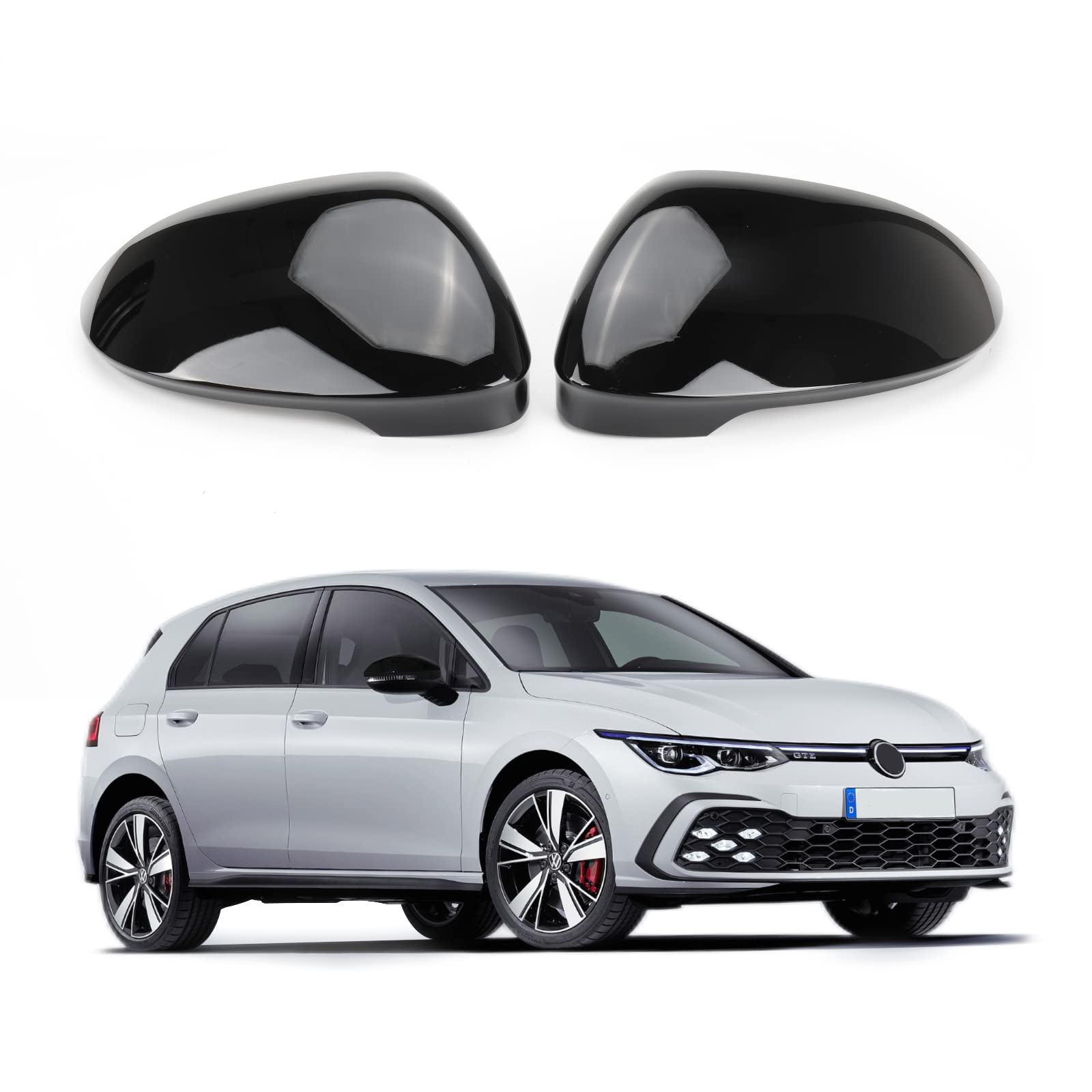Auto Spiegelkappen, 1 Paar Auto Tür Außenspiegelkappe Rückspiegelkappe Seitenspiegel Abdeckungen Kompatibel für V-W Golf 8 MK8 2019-2021 (Schwarz) von WingFly