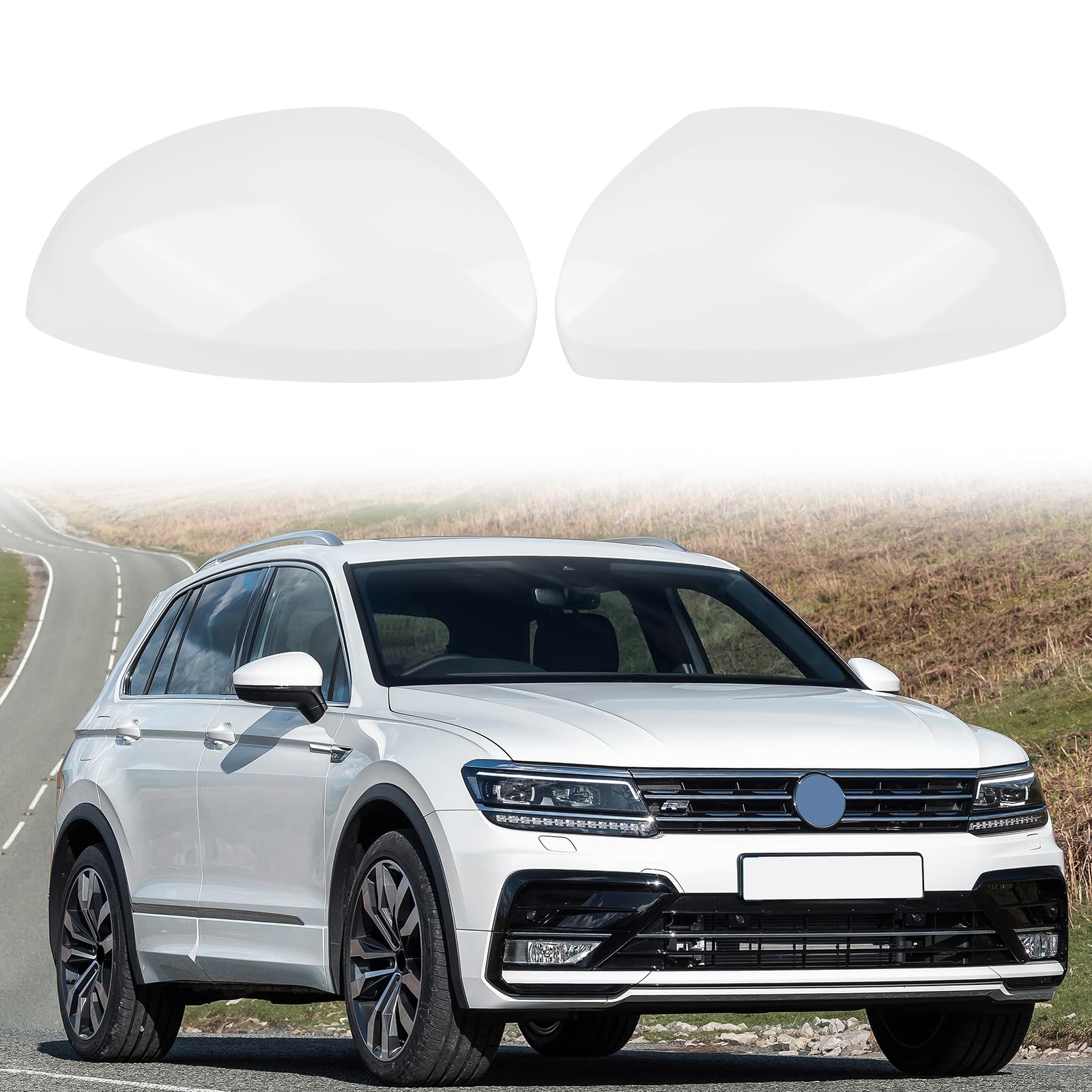 Auto Spiegelkappen, 1 Paar Auto Tür Außenspiegelkappe Rückspiegelkappe Seitenspiegel Abdeckungen Kompatibel mit Volkswagen Tiguan 2010–2016 Yeti 2009-2017 Sharan 2011-2019 Alhambra 2011–2019 von WingFly