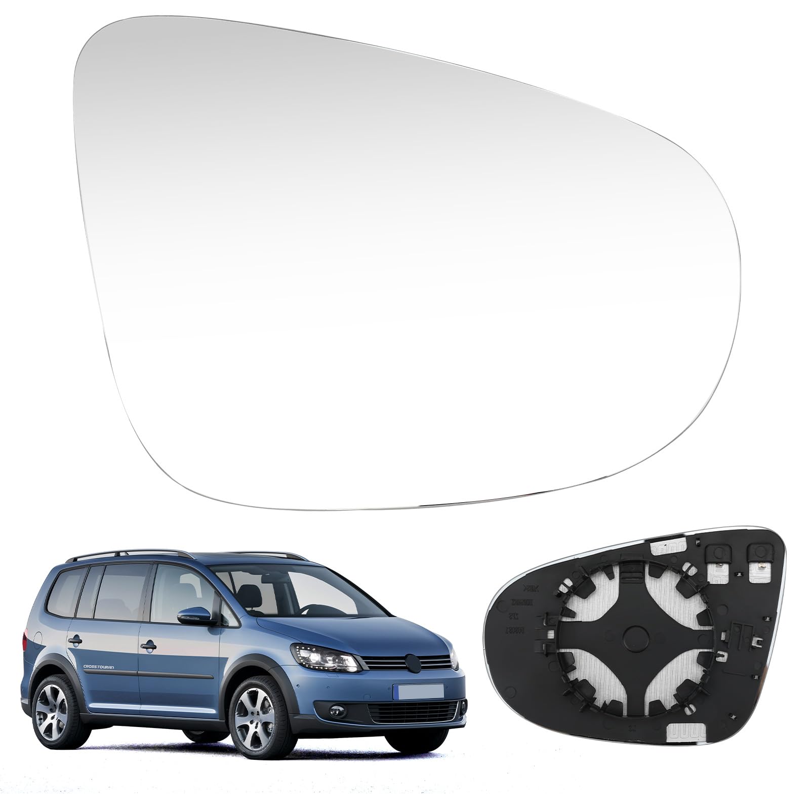 WingFly Rückspiegelglas Auto Außen Spiegelglas Ersatz Beheizbar Außenspiegel Kompatibel mit VW Touran (2010-2014) (Rechts) von WingFly