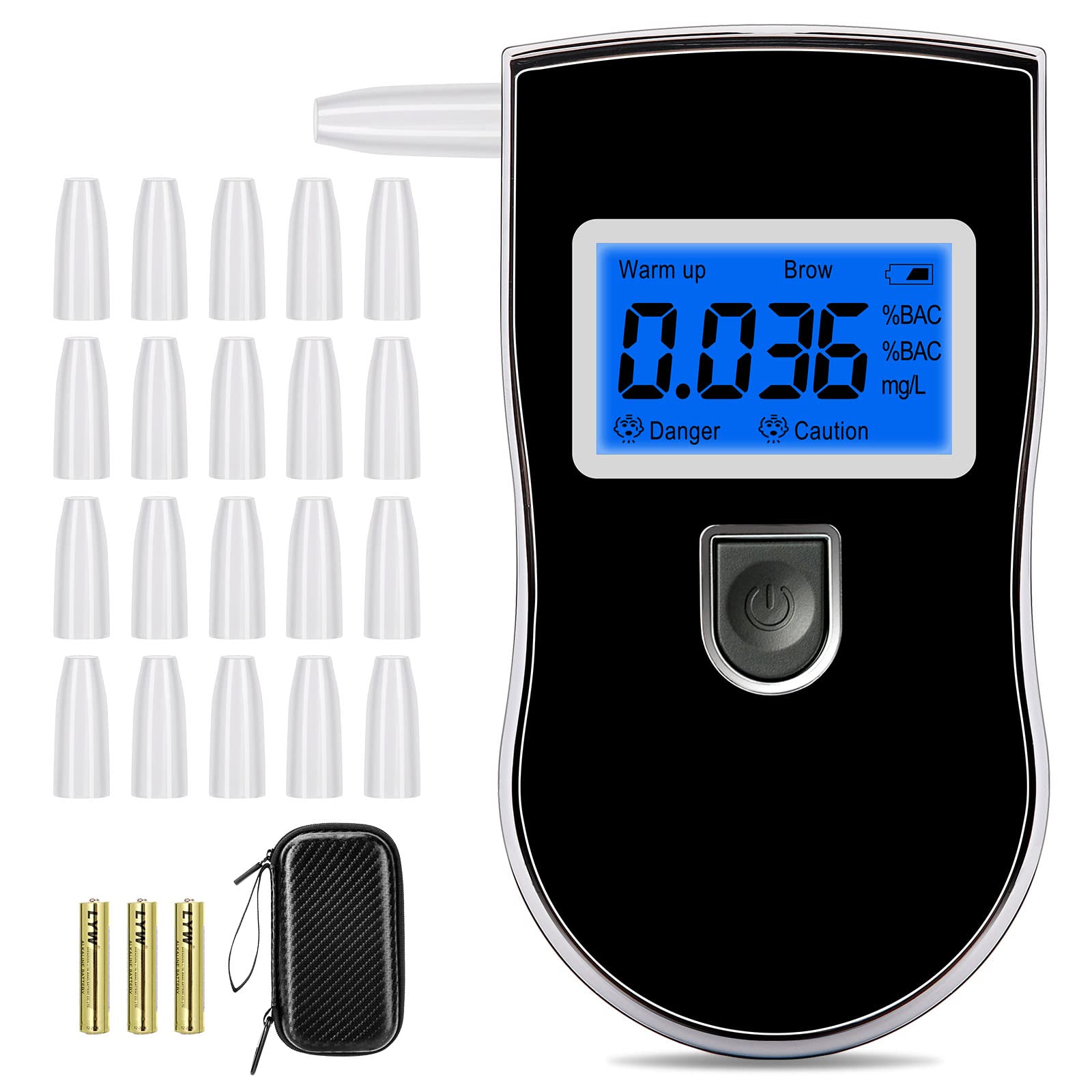 Winload Alkoholtester mit 20 Mundstücke, Digital Alkoholmessgerät mit LED-Display, Halbleiter Sensorik Promilletester, Tragbarer Atemalkoholtester für Den Persönlichen und Professionellen Gebrauch Winload Alkoholtester mit 20 Mundstücke, Digital Alkoholmessgerät mit LED-Display, Halbleiter Sensorik Promilletester, Tragbarer Atemalkoholtester für Den Persönlichen und Professionellen Gebrauch von Winload