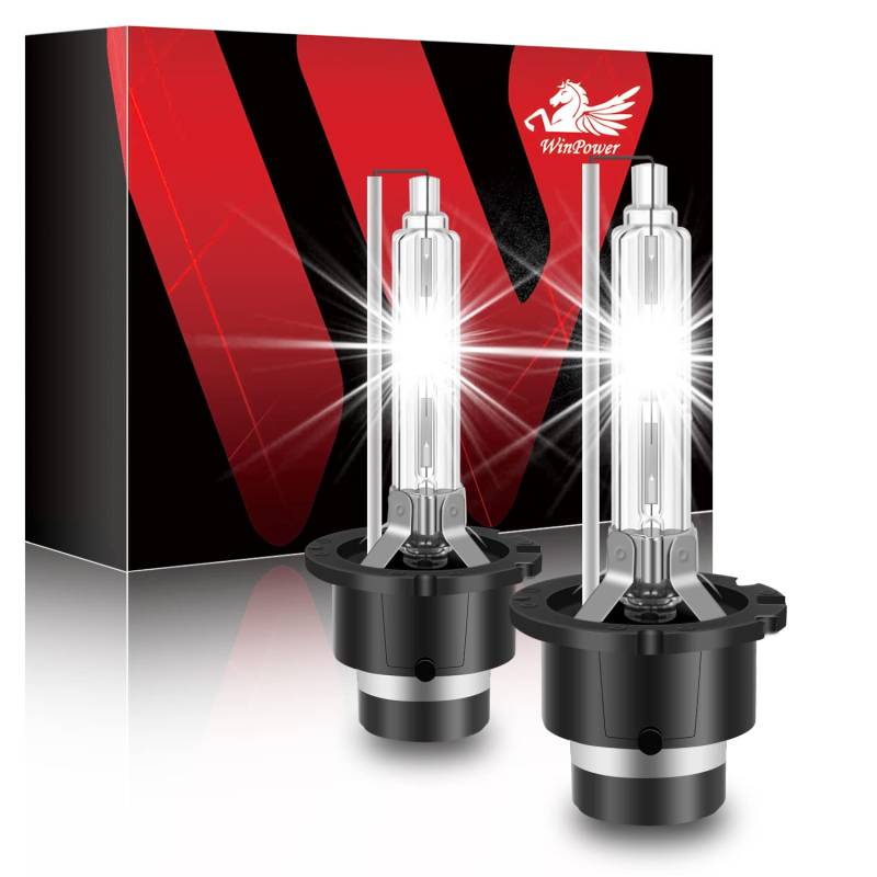 WinPower D4S 35W Xenon-Brenner Scheinwerferlampe Entladungslampe Kit austauschen für Auto-HID-Birne 6000K Reines weißes Licht (2 Lampen) von WinPower