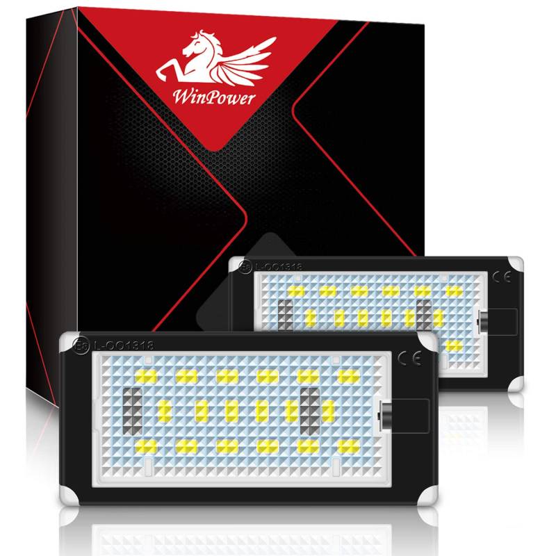 WinPower Kennzeichenbeleuchtung Glühbirnen Nummernschildbeleuchtung 3582 SMD mit CanBus Fehlerfrei 6000K kaltweiß für 1998-2003 3er E46 2D (2 Türen) / M3 Pre-Facelift, 2 Stück, von WinPower