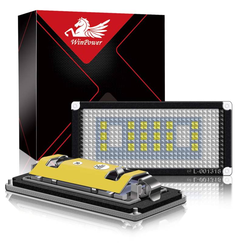 WinPower LED Kennzeichenbeleuchtung Glühbirnen Nummernschildbeleuchtung Lampe SMD CanBus Fehlerfrei 6000K kaltweiß E46 2D M3 2004-2006, 2 Stücke von WinPower