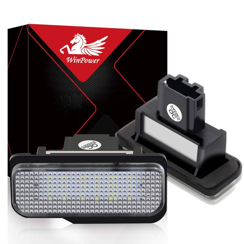 WinPower Kennzeichenbeleuchtung Weiß Nummernschildbeleuchtung für C E CLS SLK Klasse S203/W203 5D W211 4D W219 R171 usw., 2 Stück von WinPower