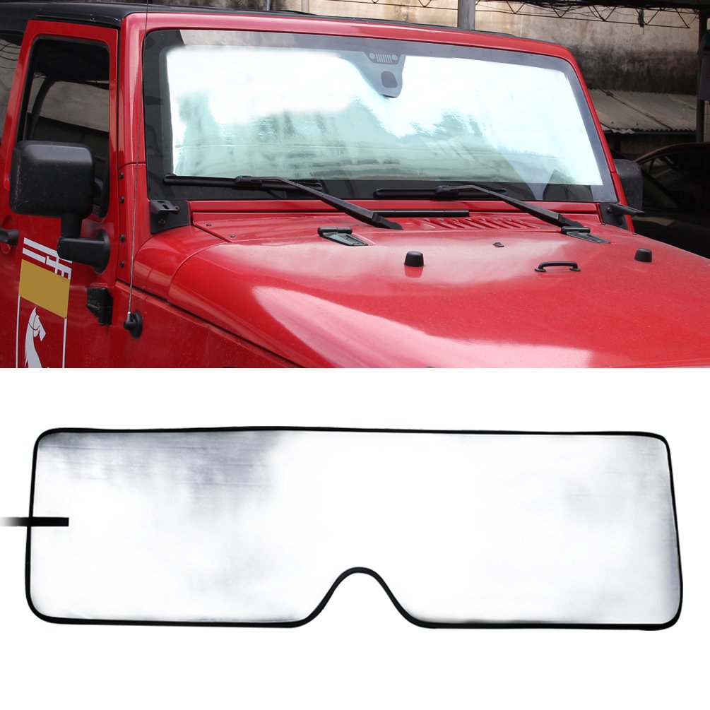 Frontscheiben-Sonnenschutz für Jeep Wrangler Rubicon Sahara TJ JK JKU 2-Türer & 4-Türer Hitzeschild Windschutzscheibe passgenau Frontscheiben-Sonnenschutz für Jeep Wrangler Rubicon Sahara TJ JK JKU 2-Türer & 4-Türer Hitzeschild Windschutzscheibe passgenau von Winunite