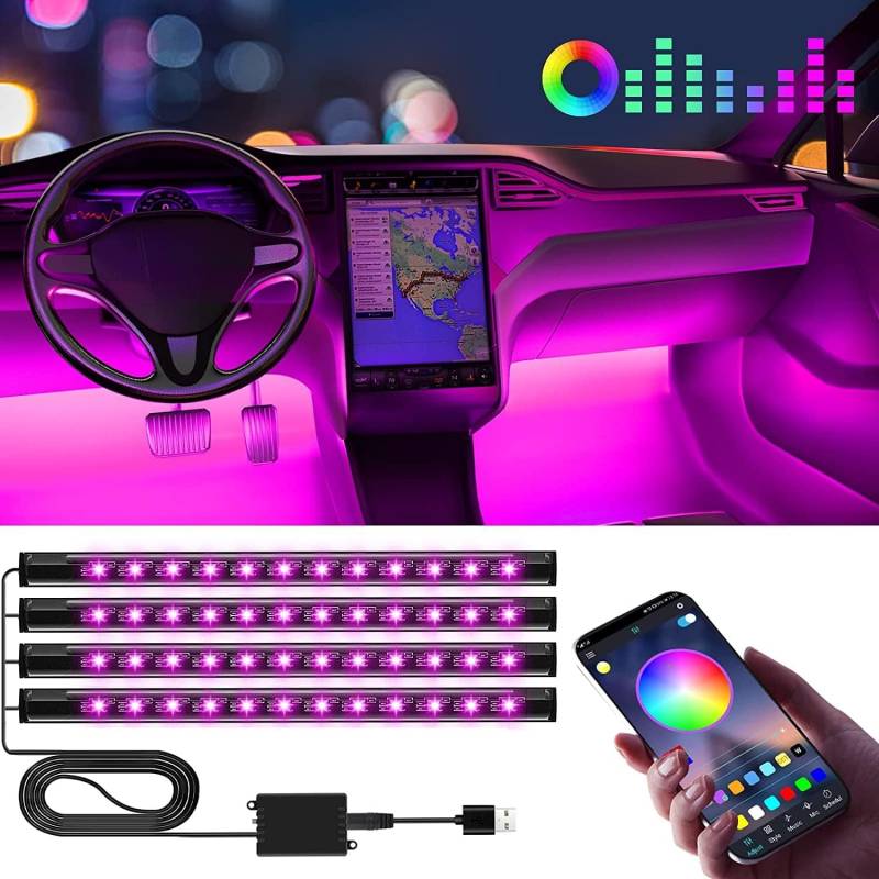 Winzwon LED Innenbeleuchtung Auto, Geschenke für Männer Frauen, Auto Zubehör LED Strip Innenraumbeleuchtung Ambientebeleuchtung, Car Accessories Gifts für Man Women, Auto Sachen Gadgets für Deko (1) von Winzwon