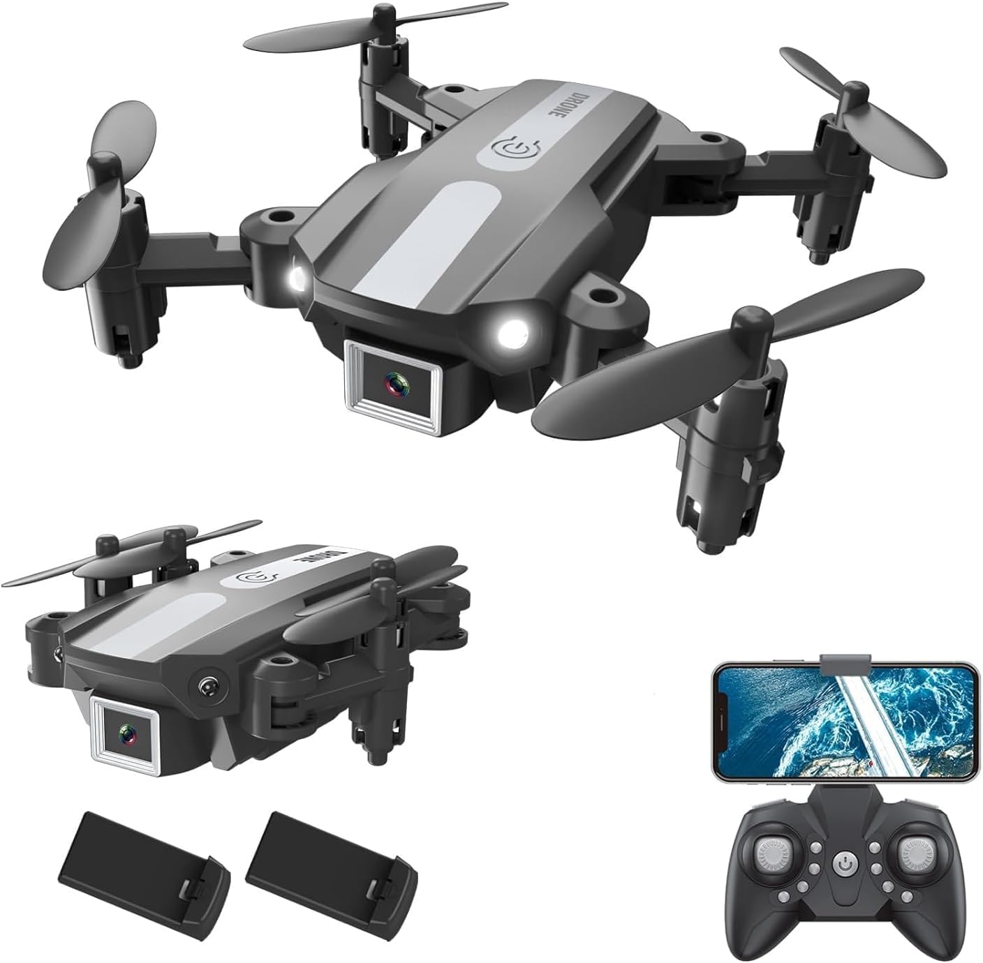 Wipkviey Drohne mit Kamera 1080P, T25 Mini RC Quadrocopter mit FPV WiFi Übertragung, Faltbar FPV Drohnen, Headless-Modus, Schwerkraft kontrolle, Gestensteuerung für Anfänger, mit 2 Batterien von Wipkviey