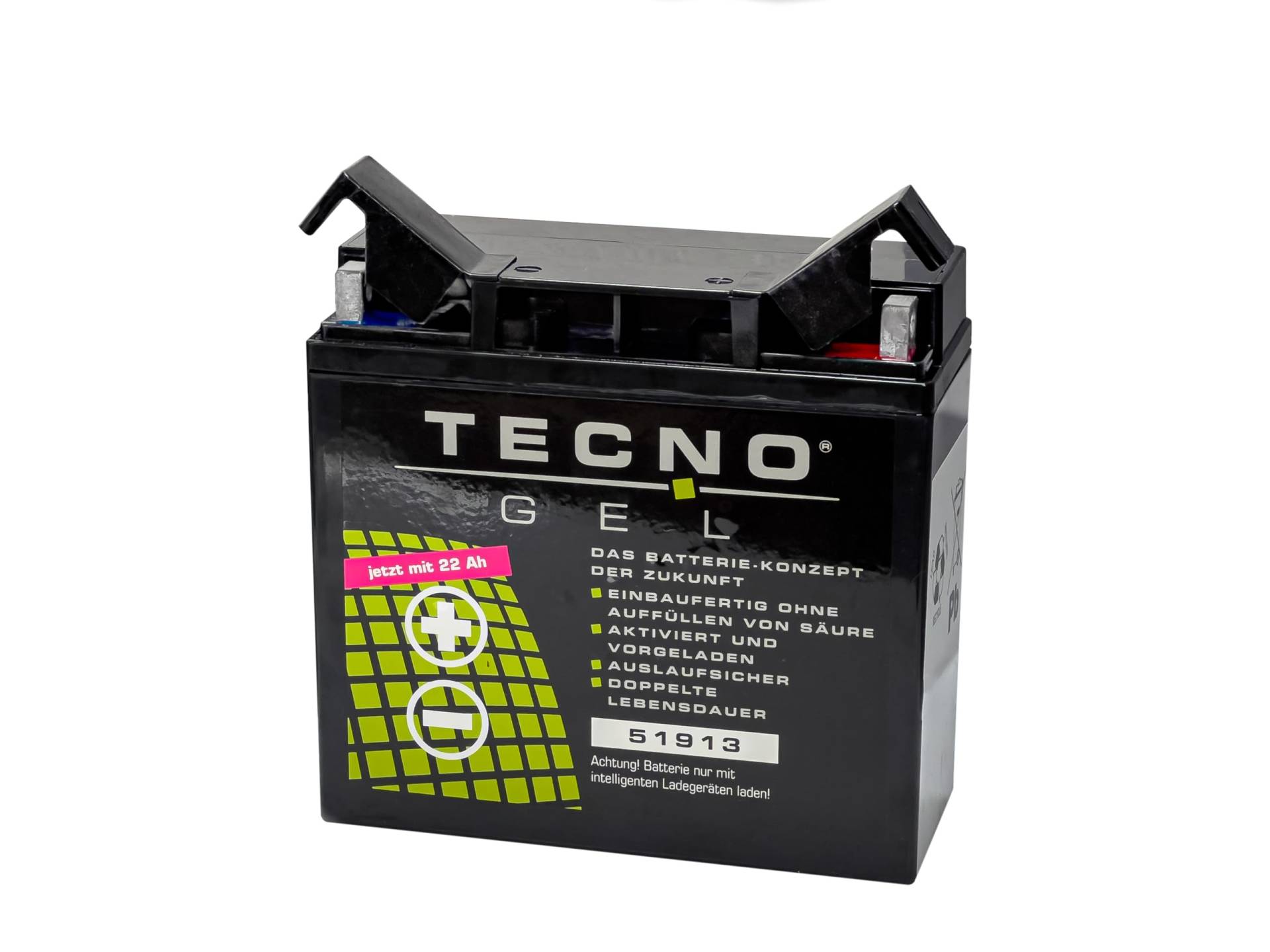 TECNO-GEL Motorrad-Batterie 51913 (51814) für BMW R 80/7 N,S 1977-1980, 12V Gel-Batterie 22 Ah, 186x82x171 mm von Wirth-Federn