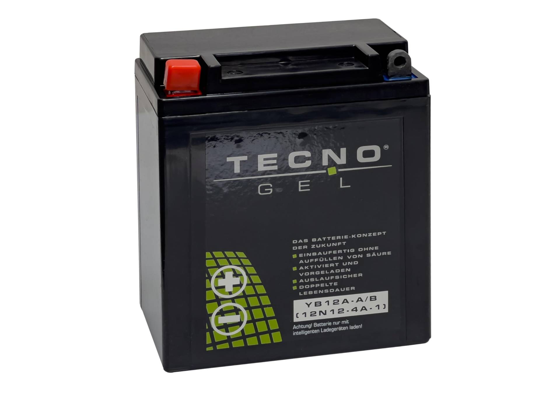 TECNO-GEL Motorrad-Batterie für YT(X)12A-BS 12V Gel-Batterie 10Ah (DIN 51021), 150x87x106 mm Pol - + von Wirth-Federn