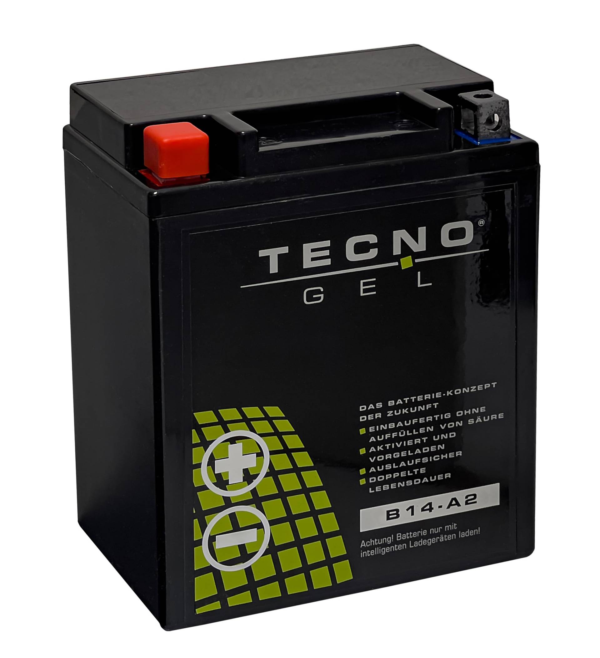 TECNO GEL Motorrad Qualitäts Batterie für YB14-A2 14Ah 12V 255A 51412 CB14-A2 FB14-A2 6Y4P 135 x 90 x 170 mm HON DA CB 750 Sevenfifty, CBX 750, VF 750, XLV 750, XL 600 von Wirth-Federn