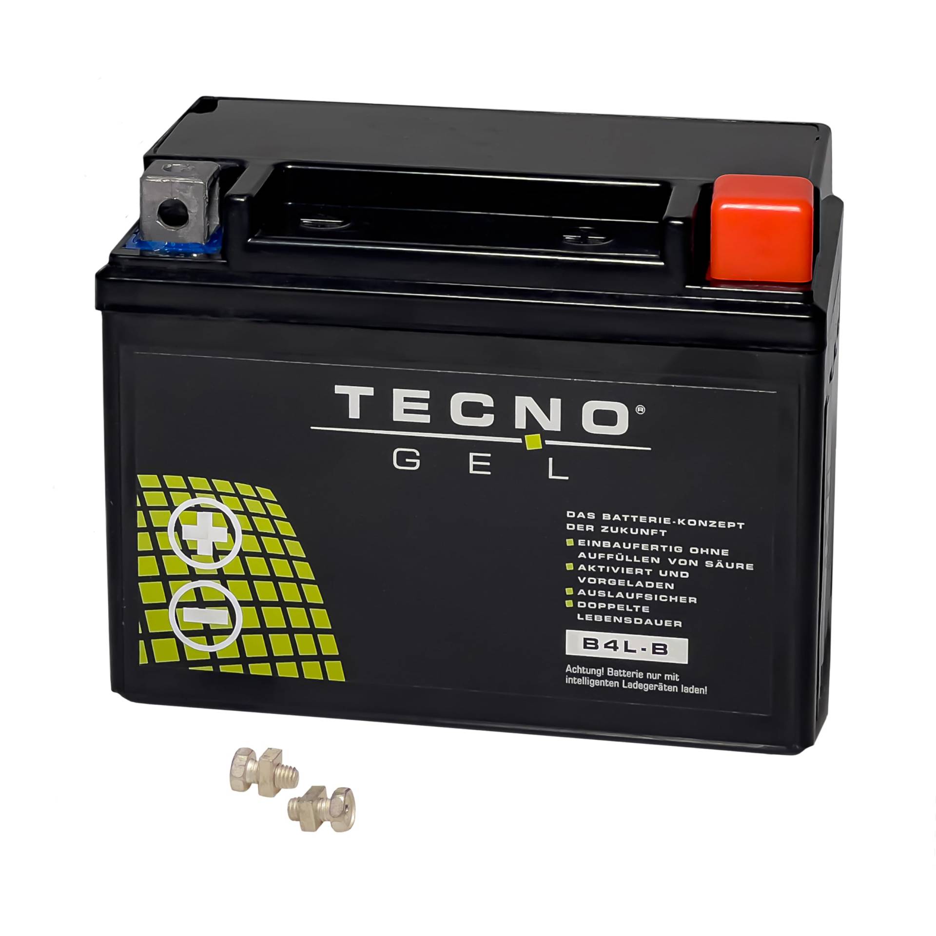 TECNO-GEL Motorrad-Batterie für YB4L-B, 12V Gel-Batterie 5Ah (DIN 50411), 120x71x91 mm von Wirth-Federn