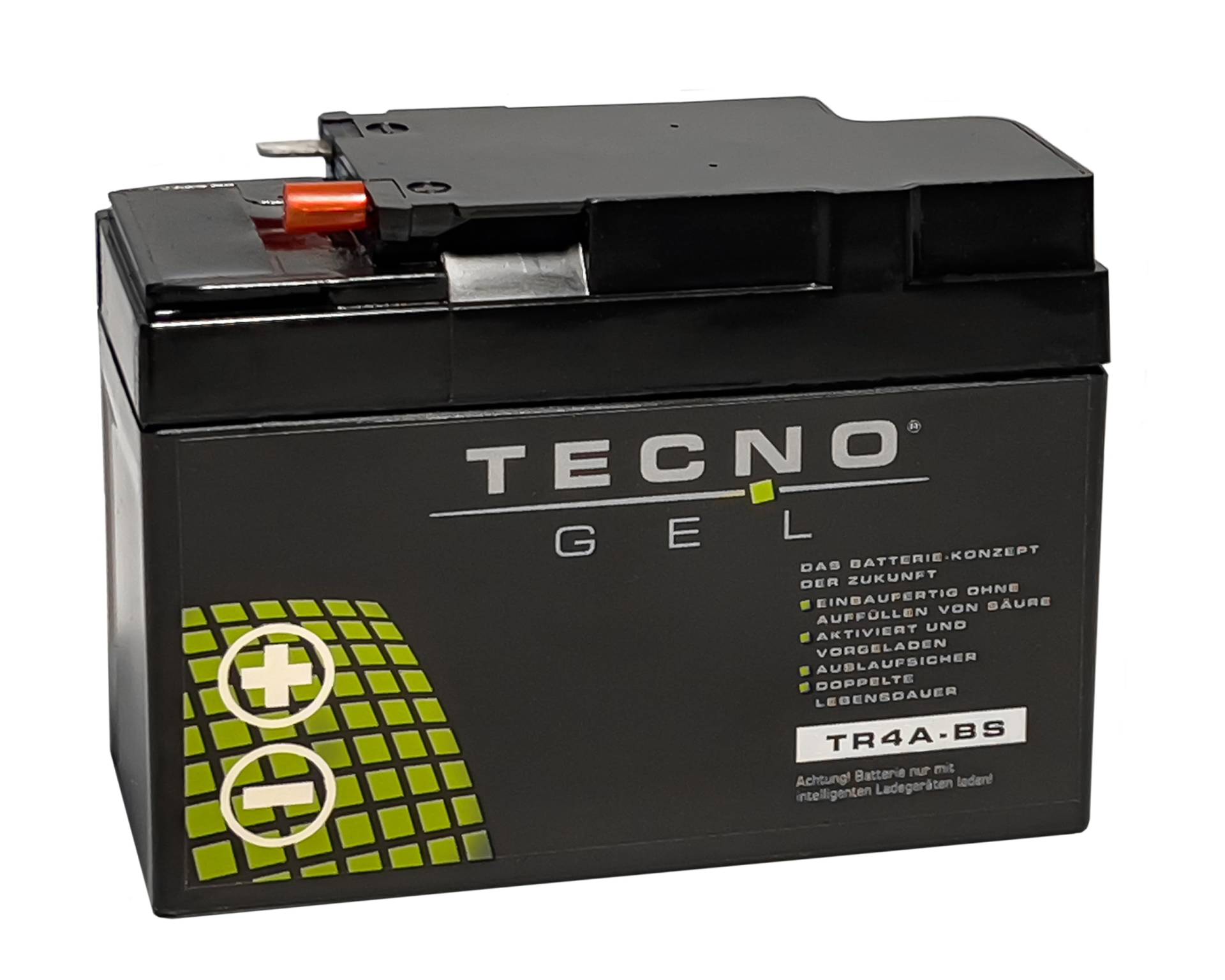 TECNO-GEL Motorrad-Batterie für YTR4A-BS, 12V Gel-Batterie 2,3 Ah, 112x48x88 mm von Wirth-Federn