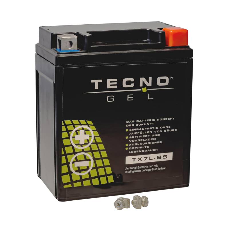 TECNO-GEL Motorrad-Batterie für YTX7L-BS, 12V Gel-Batterie 6Ah (DIN 50614), 114x70x130 mm von Wirth-Federn