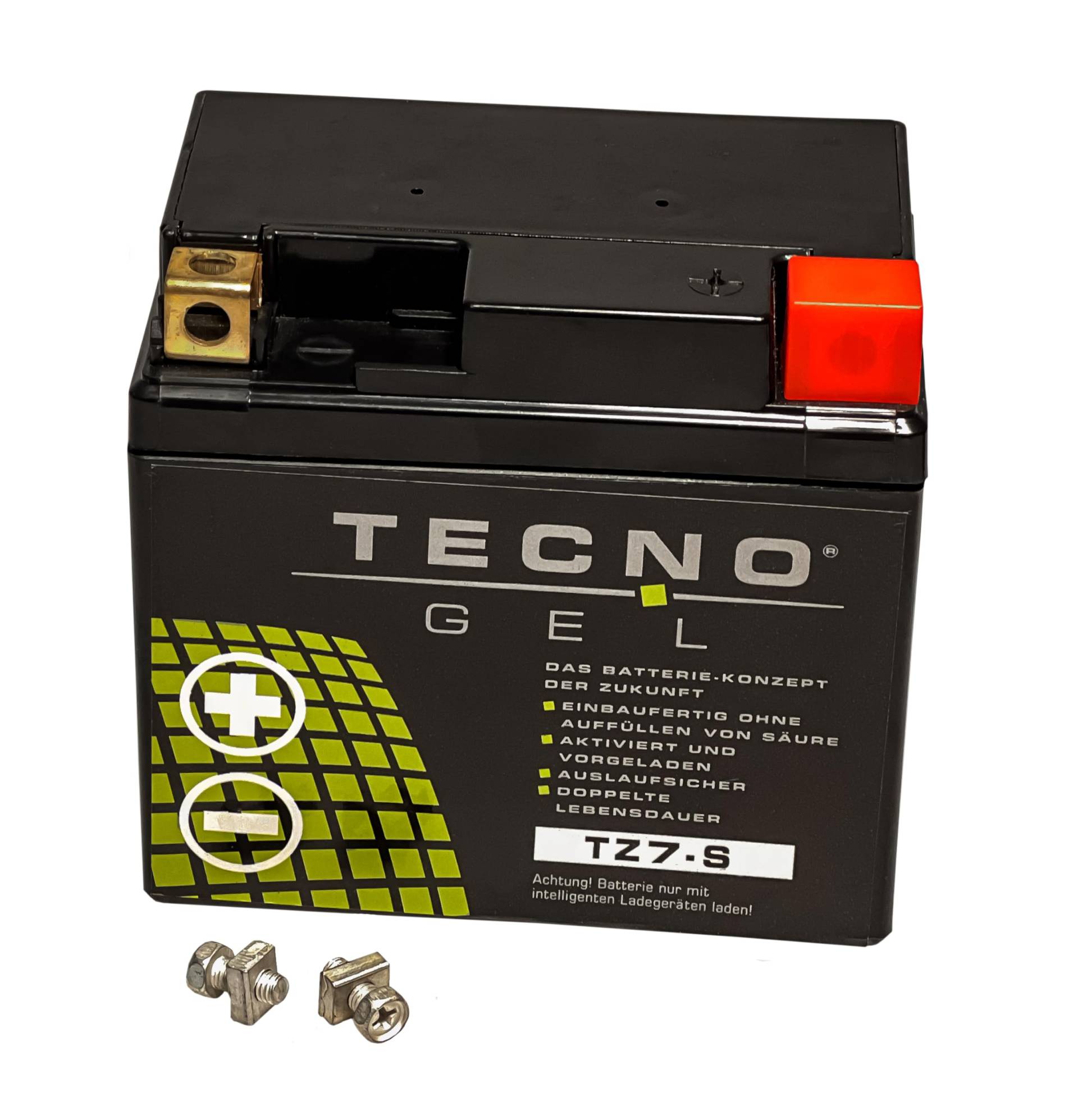 TECNO-GEL Motorrad-Batterie für YTZ7-S, 12V Gel-Batterie 6Ah (DIN 50616), 114x71x106 mm von Wirth-Federn