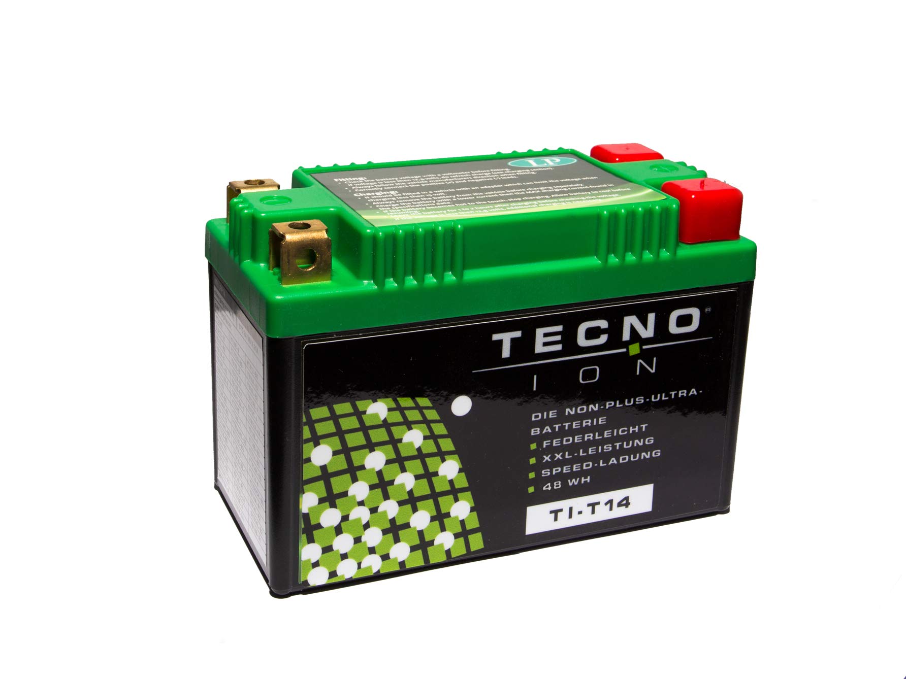 TECNO-ION Motorrad-Batterie TI-T14 Quadpol, 12V Lithium-Ionen-Batterie 48Wh, 134x65x92 mm inkl. Pfand von Wirth-Federn