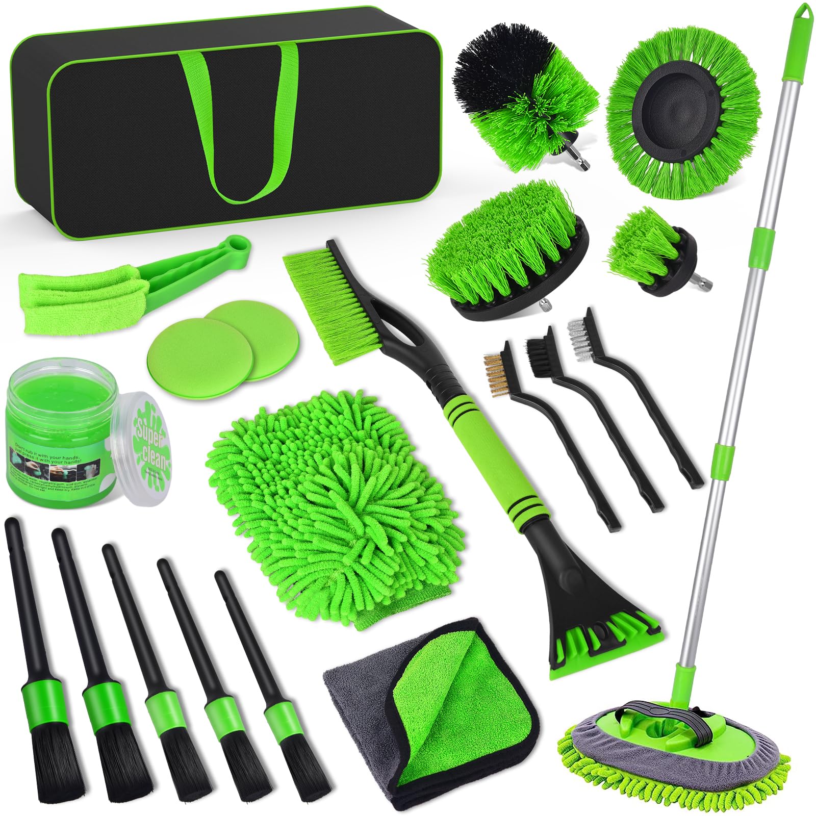 WisaKey 20 PCS Auto Reinigungsset Innenraum Aussen, Autopflege Set mit Autowaschbürste, Detailing Pinsel, Felgenbürste, Mikrofasertücher, Waschhandschuh, Auto Reinigung Set für Motor Auto Trucks WisaKey 20 PCS Auto Reinigungsset Innenraum Aussen, Autopflege Set mit Autowaschbürste, Detailing Pinsel, Felgenbürste, Mikrofasertücher, Waschhandschuh, Auto Reinigung Set für Motor Auto Trucks von WisaKey