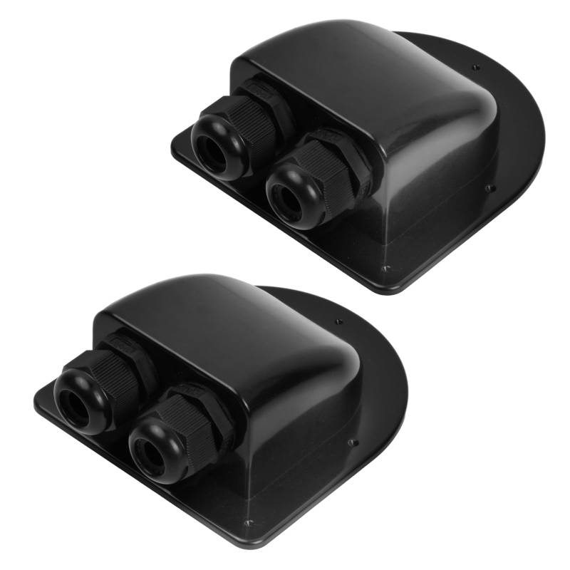Wisebom Solar Kabeldurchführung 2-Fach Kabel Dachdurchführung, 2Pcs ABS IP68 Wasserdichte, Wohnmobile/Wohnwagen/Boot Kabeldurchführung für Kabeltypen 2-6mm² (Schwarz) von Wisebom