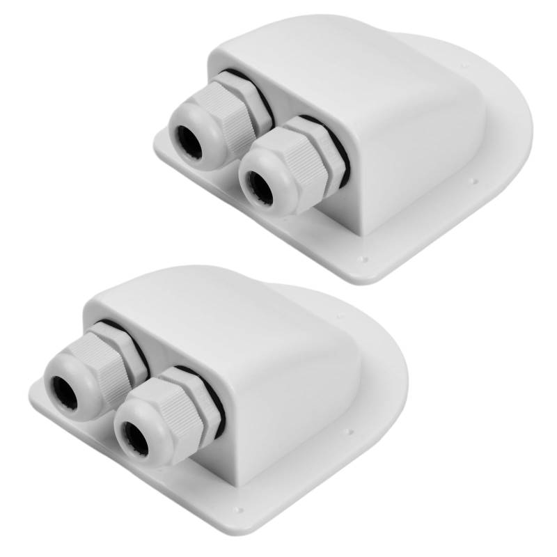 Wisebom Solar Kabeldurchführung 2-Fach Kabel Dachdurchführung, 2Pcs ABS IP68 wasserdichte, Wohnmobile/Wohnwagen/Boot Kabeldurchführung für Kabeltypen 2-6mm² (Weiß) von Wisebom