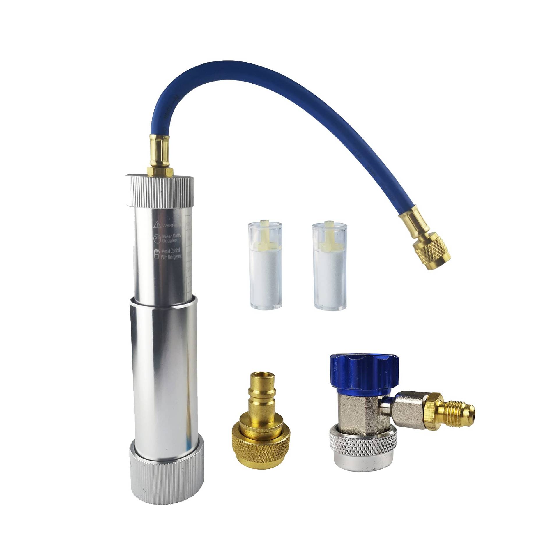 Wisepick AC-Öl- und Farbstoffinjektor-Kit, geeignet für R134A R1234YF-Kältemittelsystem, mit Einstellbarer Kupplung und Ölprüfern von Wisepick