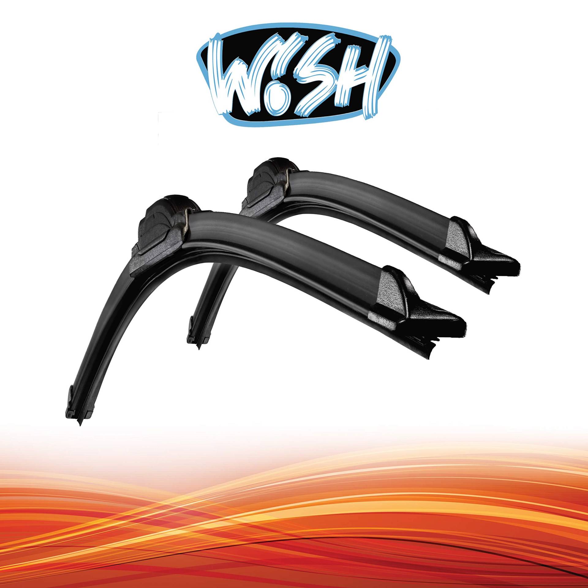 Wish® Universal Premium 24" 600mm / 16" 400mm Satz Front Scheibenwischer Wischblätter Vorne Flachbalkenwischer UP24.16.B2 von Wish