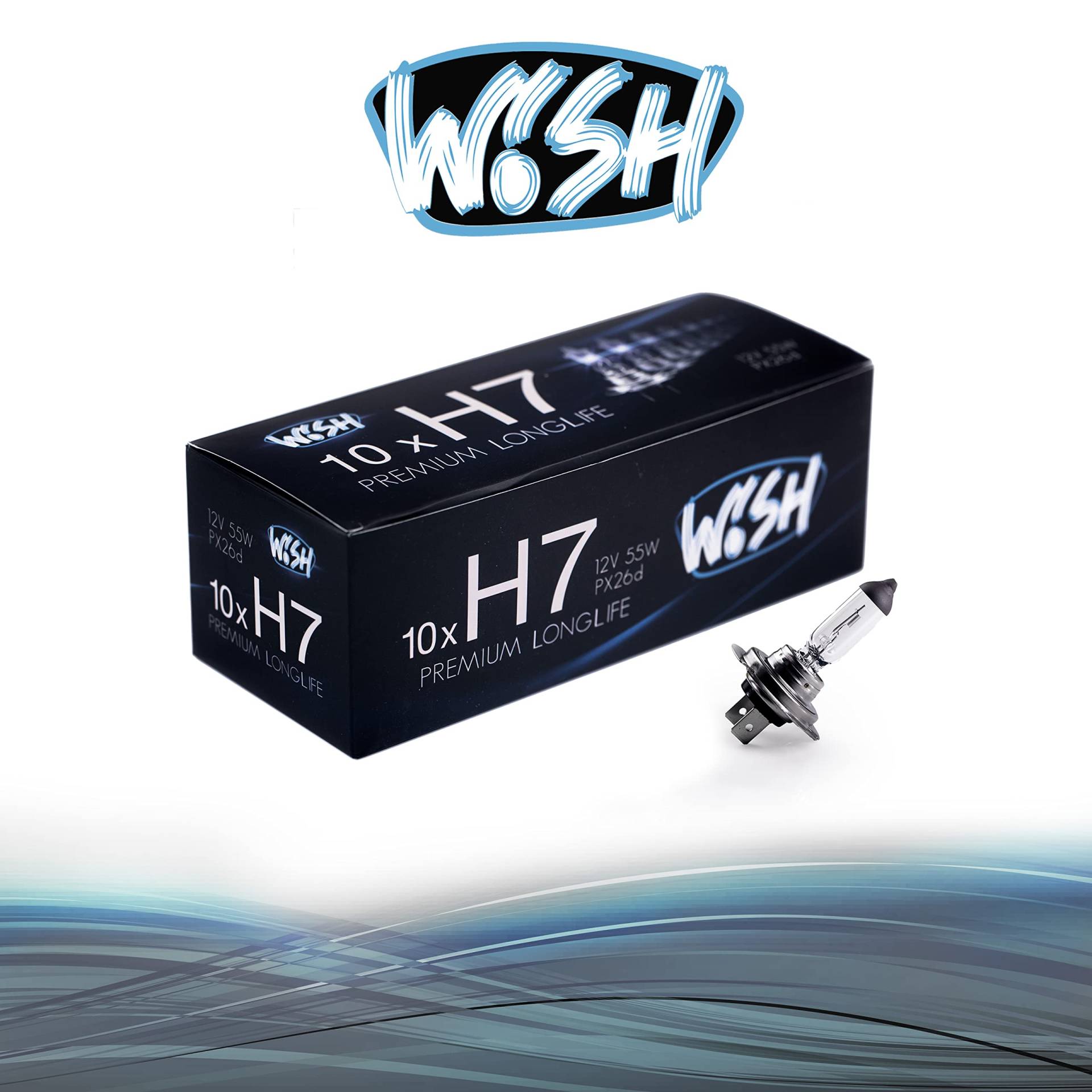 Wish® H7 LongLife 12V 55W PX26d Halogen Glühbirnen Lampen Scheinwerferlampen (Vorteilspack) von Wish