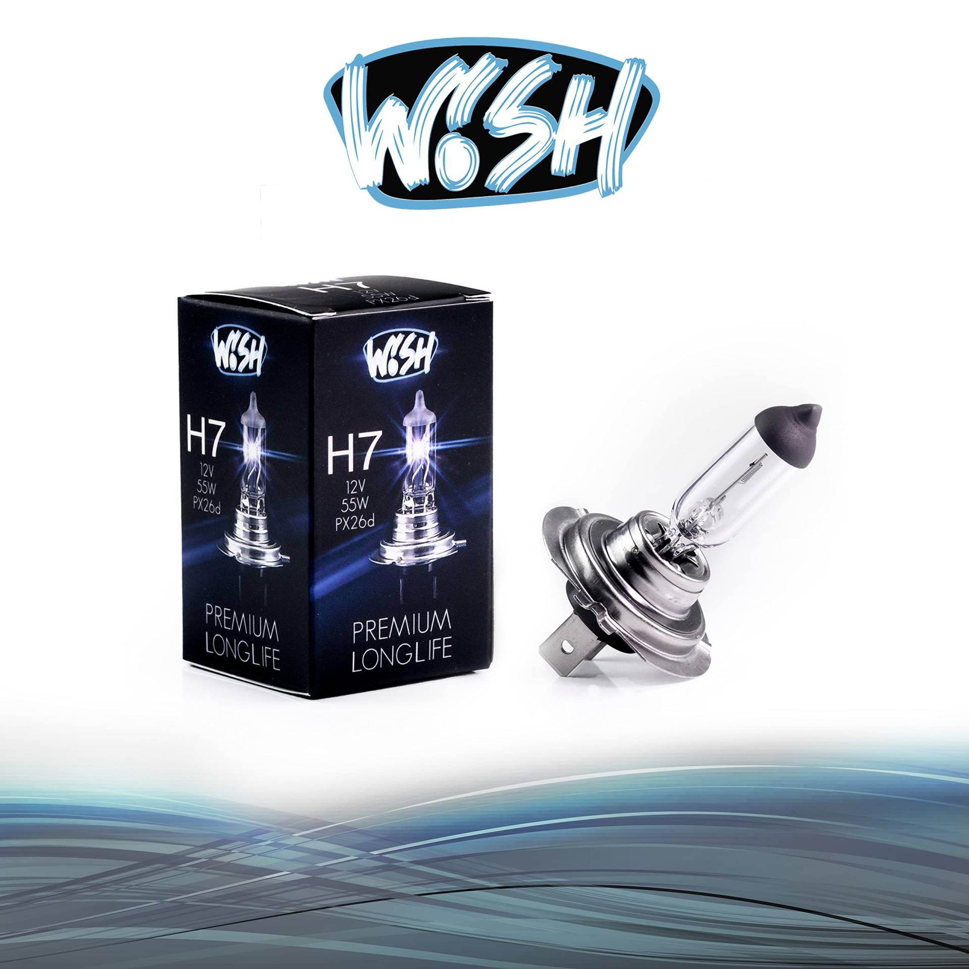 Wish® H7 LongLife 12V 55W PX26d Halogen Glühbirne Lampe Scheinwerferlampe (Einzelpack) von Wish