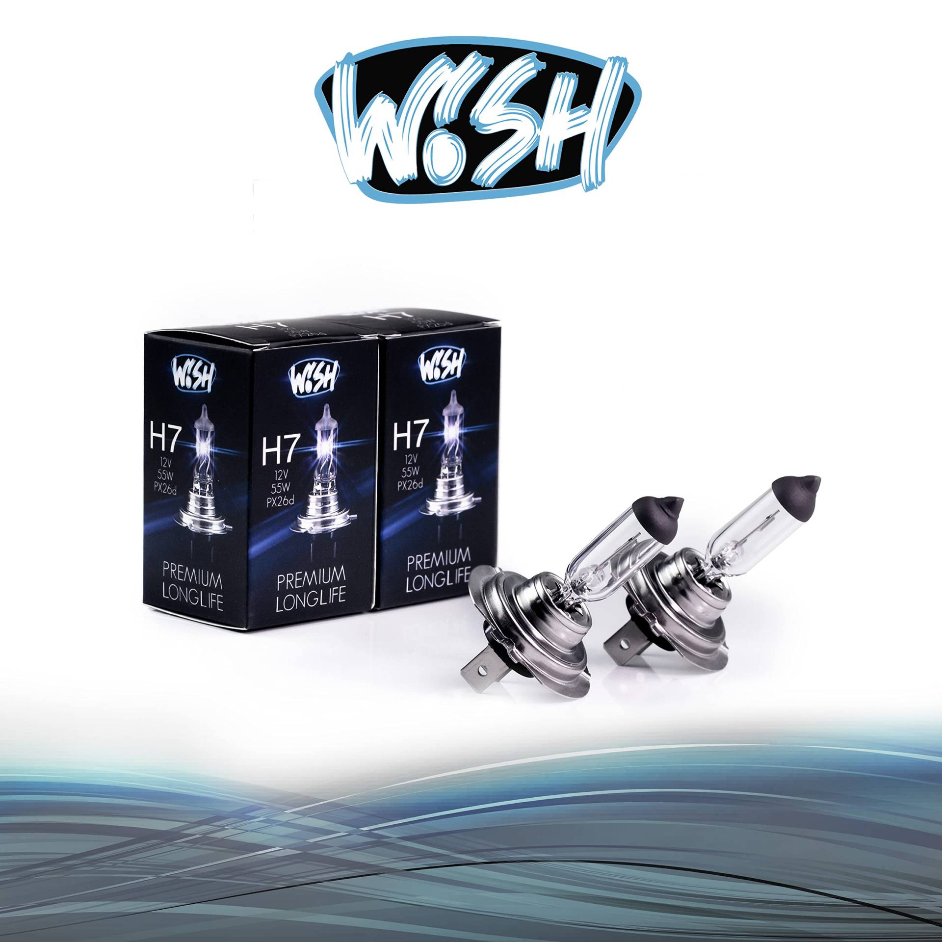Wish® H7 LongLife 12V 55W PX26d Halogen Glühbirnen Lampen Scheinwerferlampen mit E Prüfzeichen (Doppelpack) von Wish