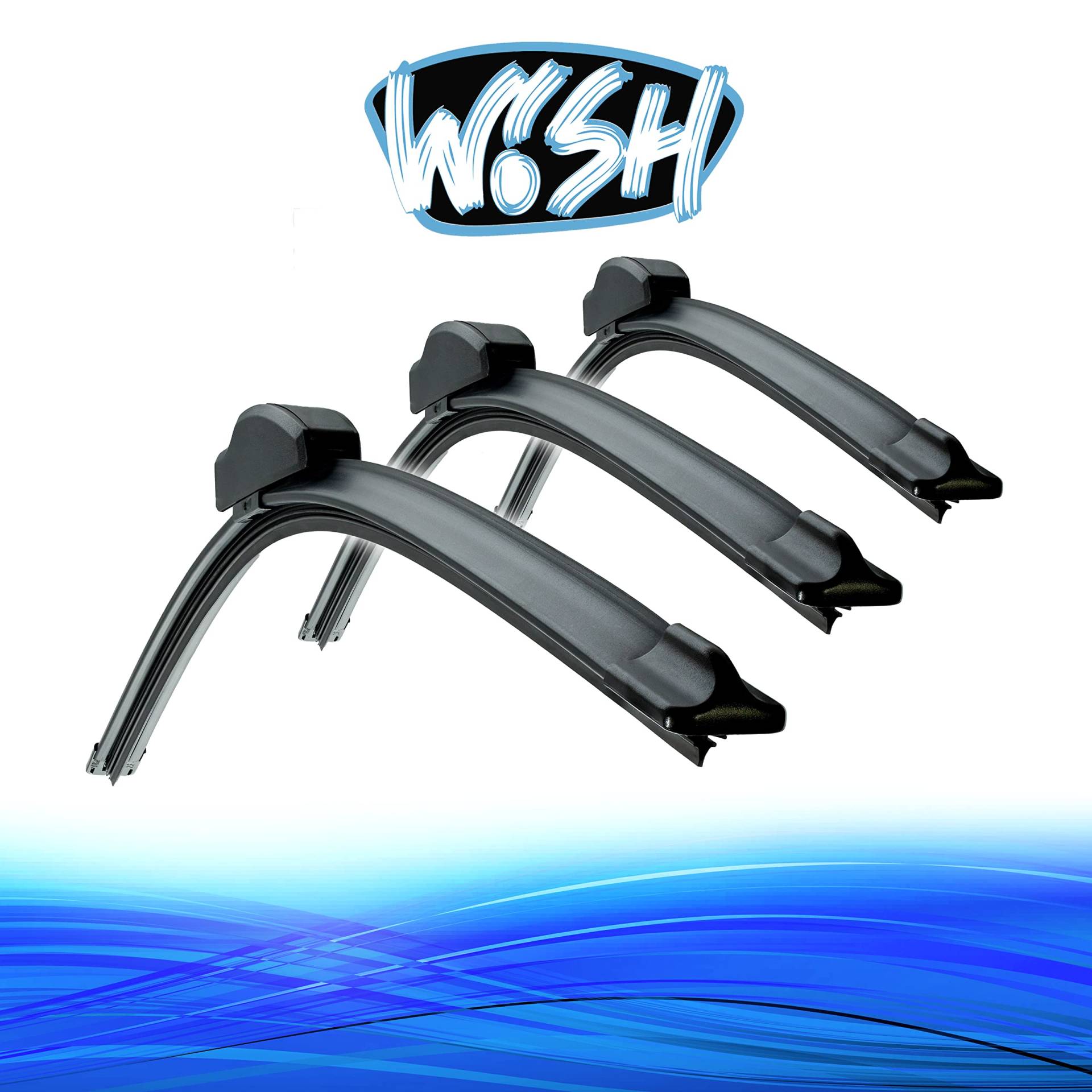 Wish® Excellence Premium Satz Front + Heck Scheibenwischer Länge: 26" 650mm / 16" 400mm / 20" 500mm Wischblätter Vorne Flachbalkenwischer Hinten EP26.16.20 von Wish