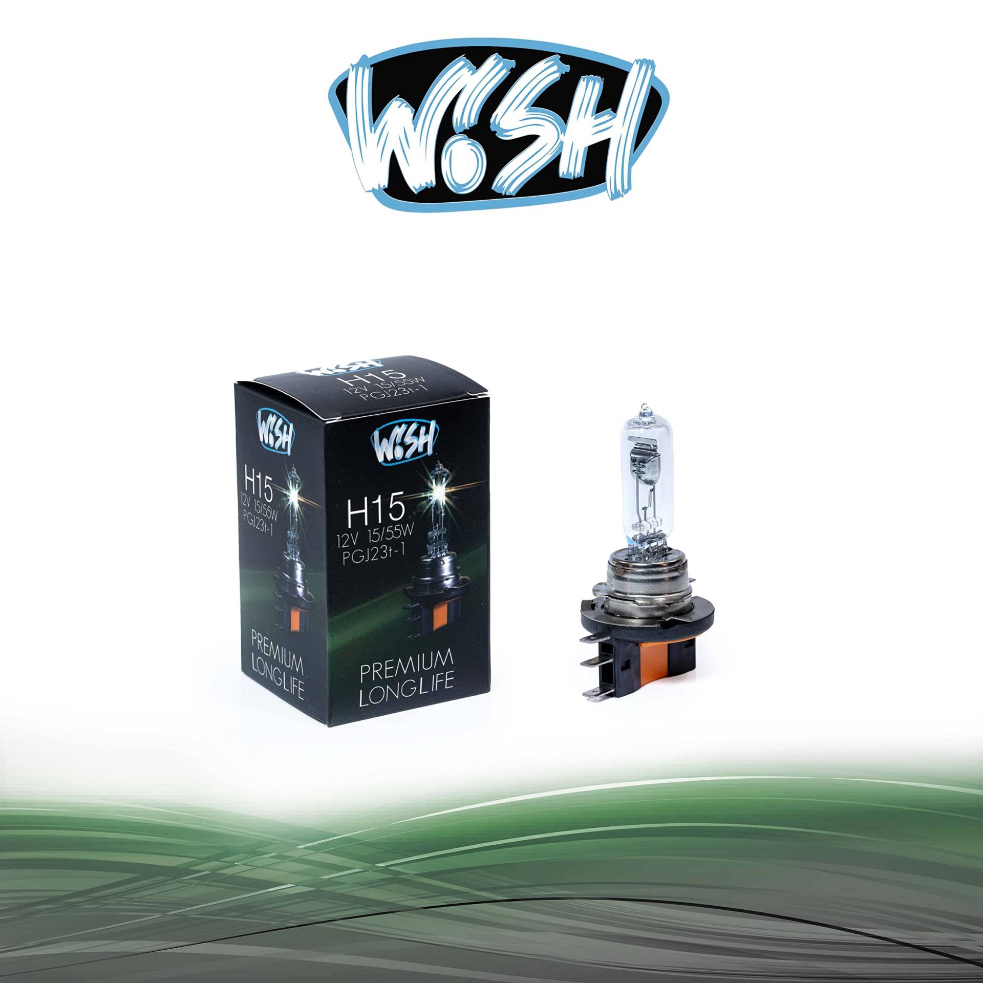 Wish® H15 LongLife 12V 15/55W PGJ23t-1 Halogen Glühbirne Lampe Scheinwerferlampe (H15 LongLife Einzelpack) von Wish
