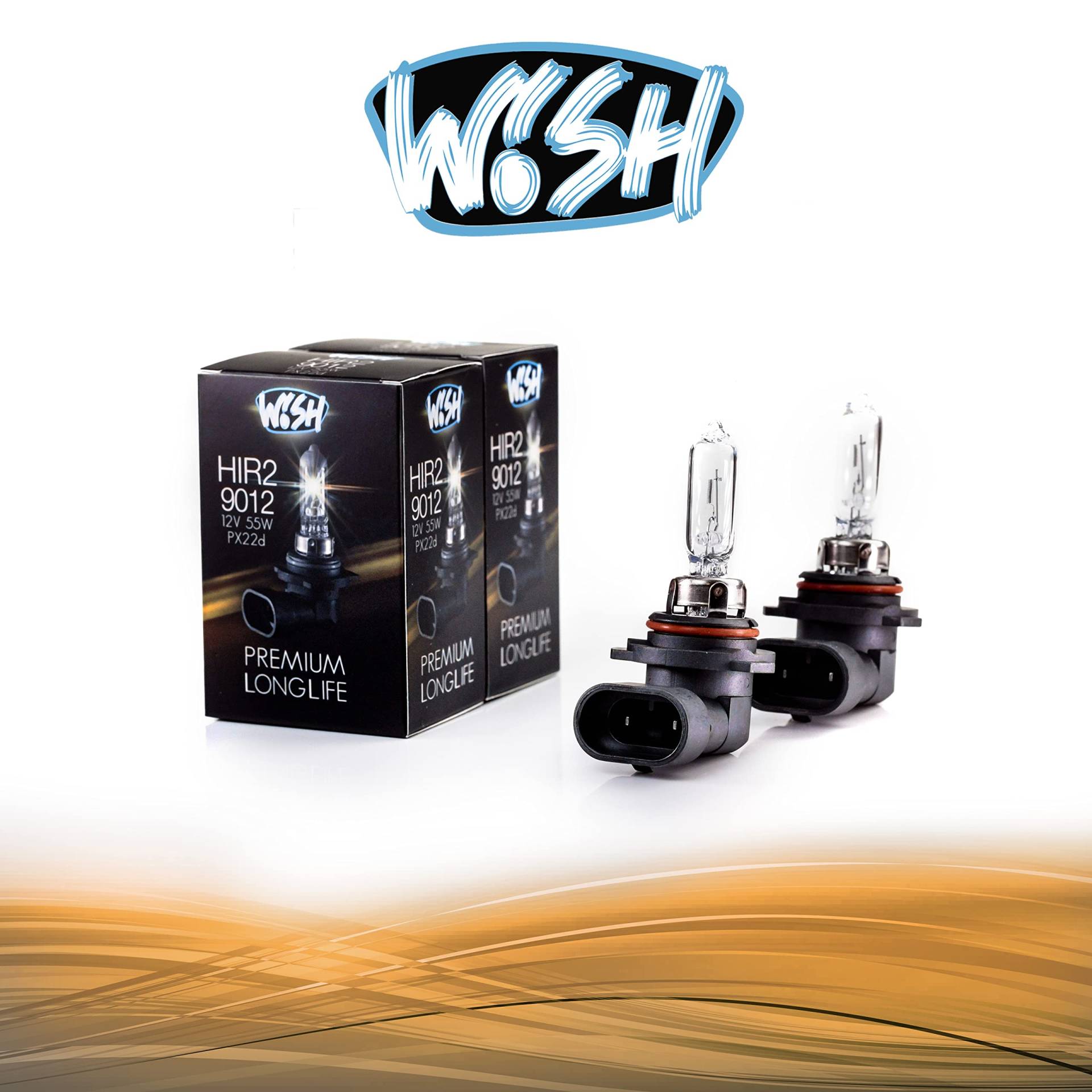 Wish® HiR2 LongLife 9012 PX22d 12V 55W Halogen Glühbirnen Lampen Scheinwerferlampen E1 Prüfzeichen (HiR2 LongLife Doppelpack) von Wish