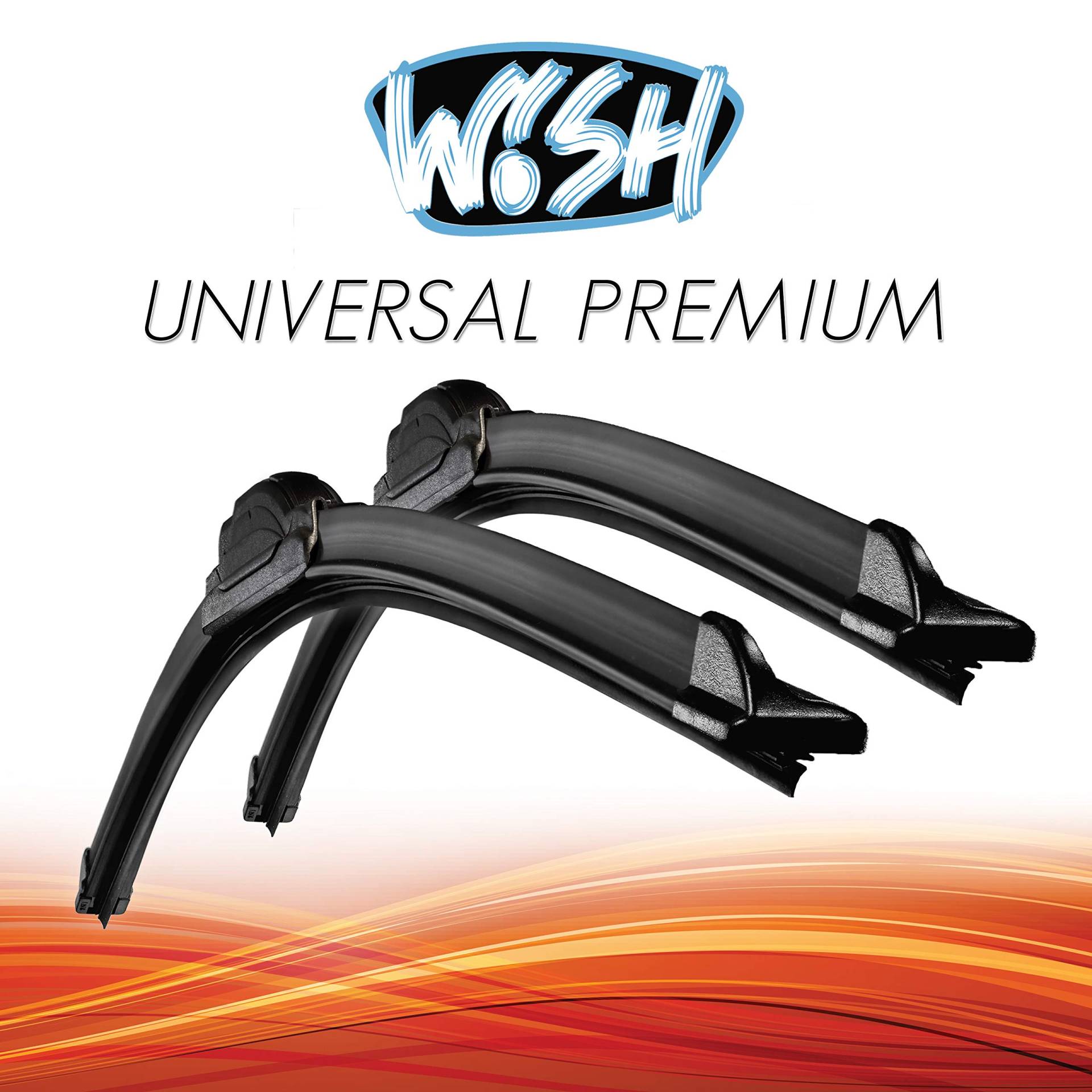 Wish® Universal Premium Satz Front Scheibenwischer Länge: 24" 600mm / 16" 400mm Wischblätter Vorne Flachbalkenwischer UP24.16.B5 von Wish