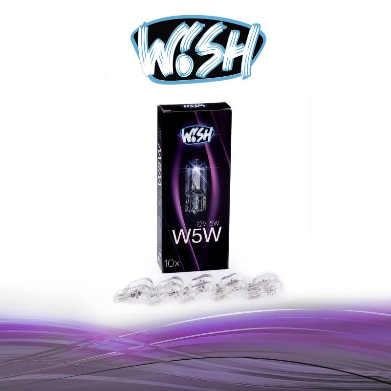 Wish® W5W 10T 12V Glühbirne Lampe Standlicht Innenraumbeleuchtung Kennzeichenbeleuchtung (10er Pack) von Wish