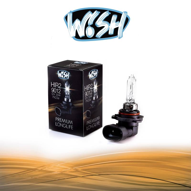 Wish® Wish® HiR2 LongLife 9012 PX22d 12V 55W Halogen Glühbirne Lampe Scheinwerferlampe E1 Prüfzeichen (HiR2 LongLife Einzelpack) von Wish