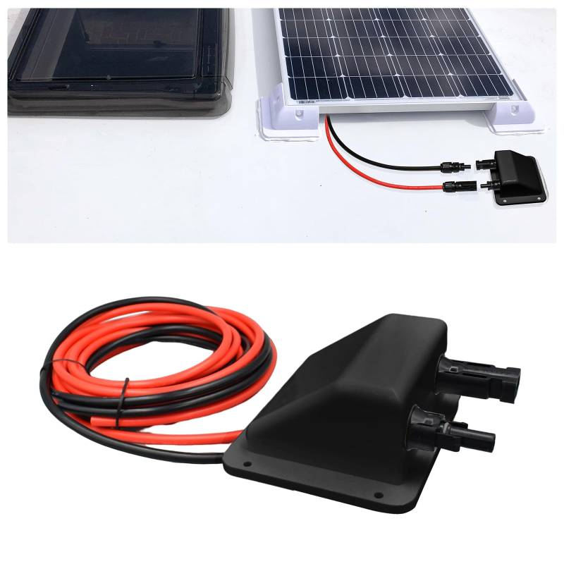 Dachdurchführung Solar Doppel Kabeldurchführung Gehäuse mit 3m 6MM² Kupferkabel und Solarpanel Steckverbinder, Kabeldurchführung Anschlussdose für Wohnmobile, Boote, RV und Solarplatten von Witproton