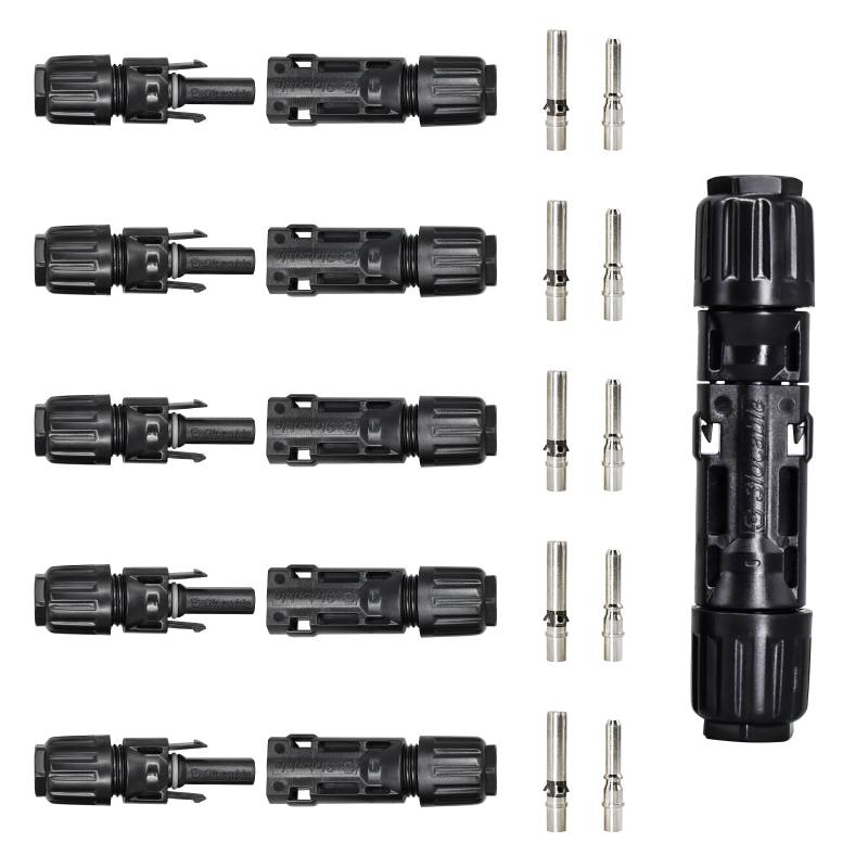 HandGold 5 Paar Solarstecker(6mm2), IP68 wasserdicht 1500V Solarpanel Stecker, Solar Verbinder, Photovoltaik Steckverbinder für 6mm² Solarpanel PV Kabel von Witproton