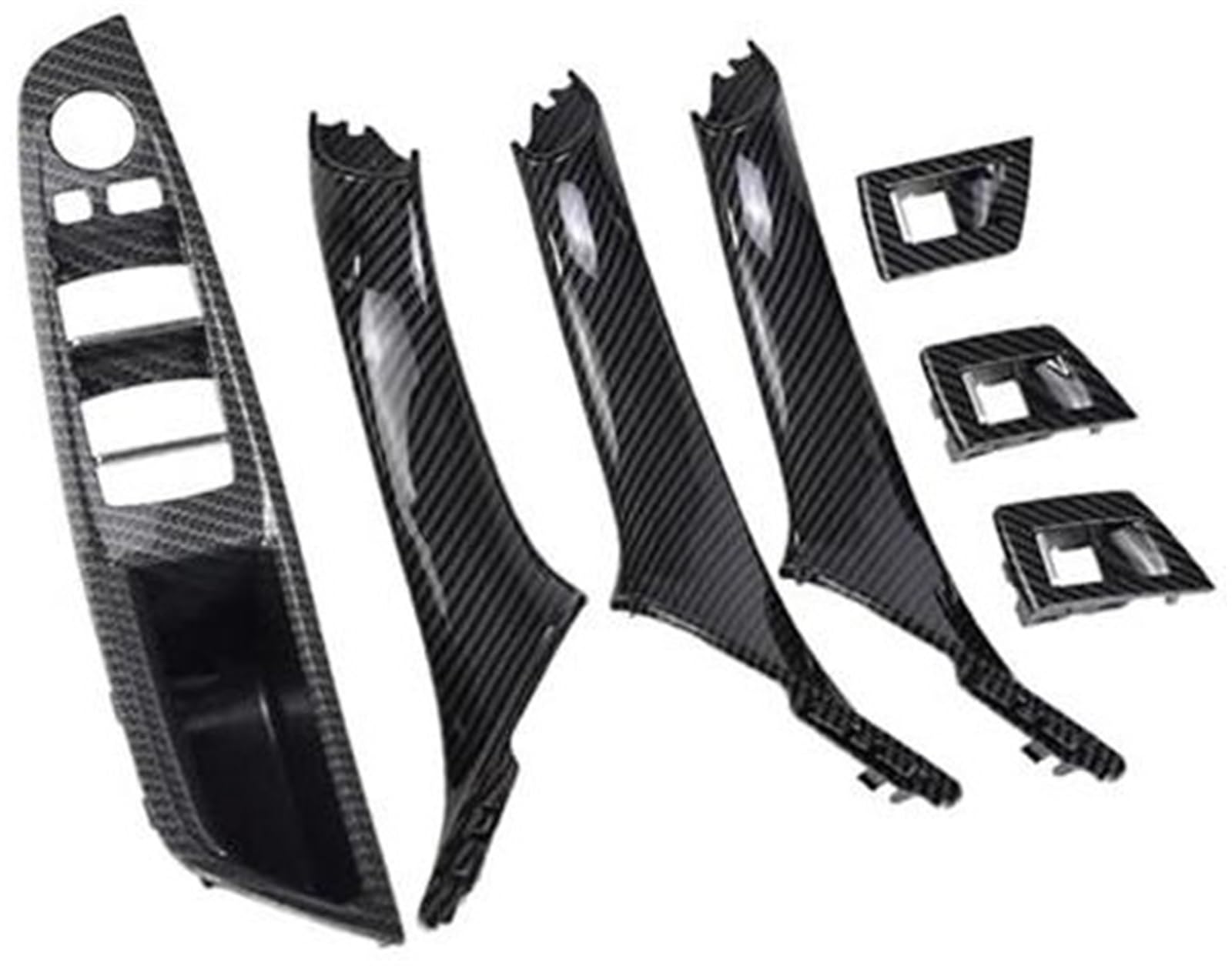 Wivplex, for, F10 2010-2017 RHD rechts vorne Auto Fahrersitz Armlehne Innentürgriff Innenverkleidung Pull Trim Cover Türinnengriff(Carbon-7pcs) von Wivplex
