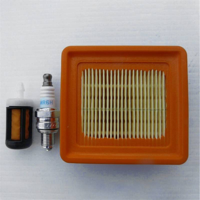 Wivplex 1 Set Luftfilter Kraftstoff, for STIHL, 131 KM131R Luft Kraftstoff Filter 4180 141 0300 CMR 6H Zündkerze Service Kit Solide Langlebig Werkzeug Teile Zündkerze für 4-Takt-Rasenmäher von Wivplex