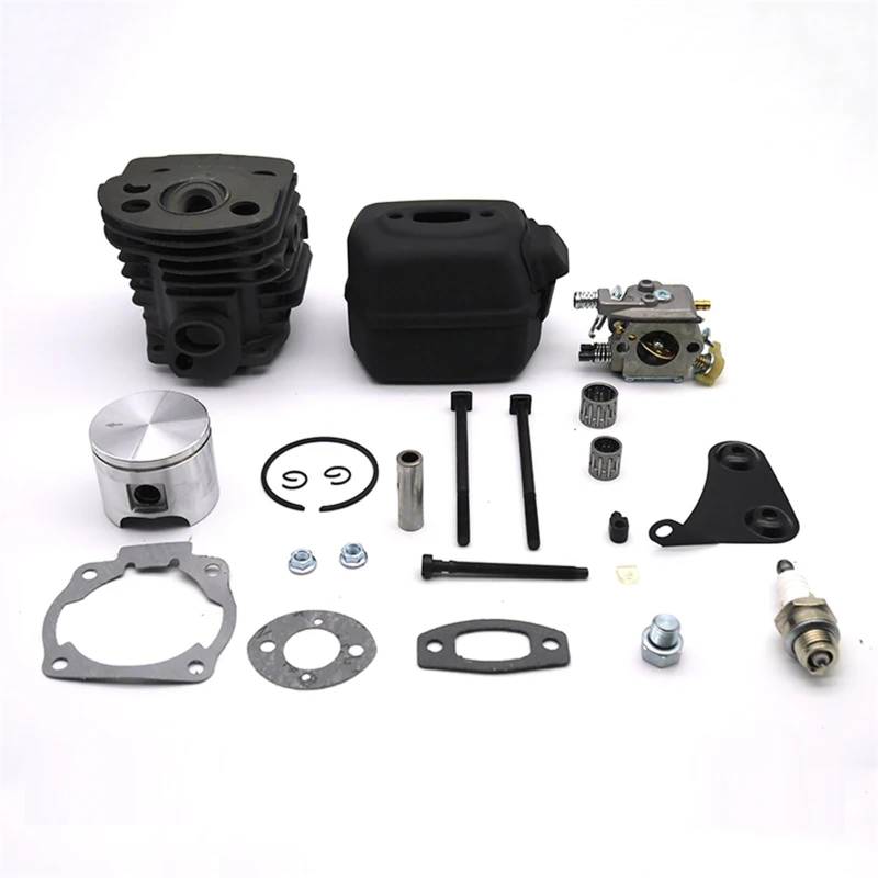 Wivplex 46MM Zylinderkolben Vergaser Auspuff Schalldämpfer Kettenspanner Kit, for Husqvarna, 55 51 Gartenkettensäge Ersatzteil Motorkolben von Wivplex