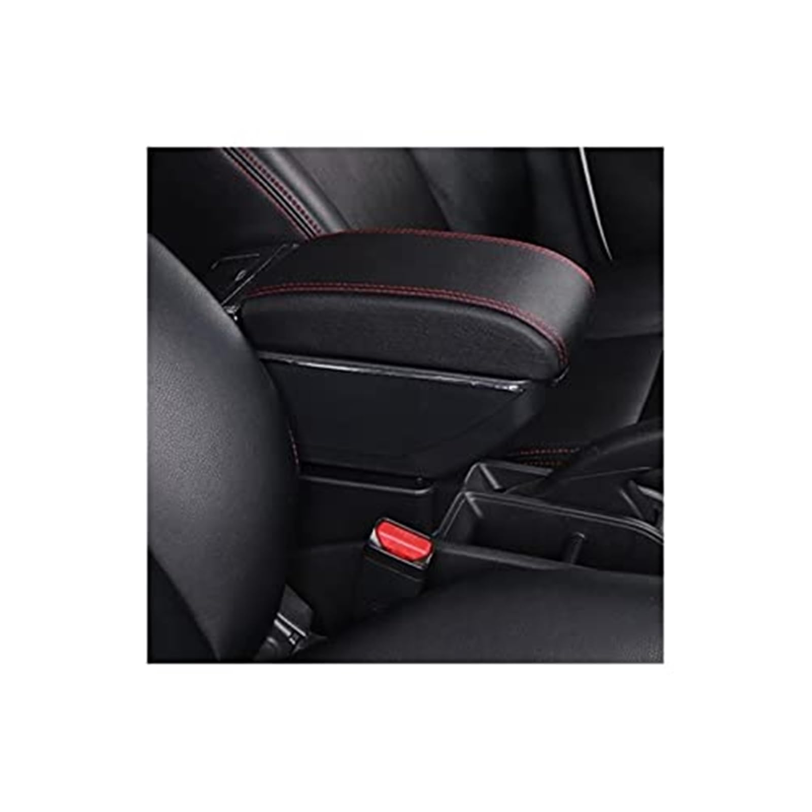 Wivplex Armlehnenbox, Mittelkonsolen-Aufbewahrungsbox, for Skoda, for Rapid 2012 Armlehnenbox Free Punch Handaufbewahrungsbehälter(Black C Red line) von Wivplex