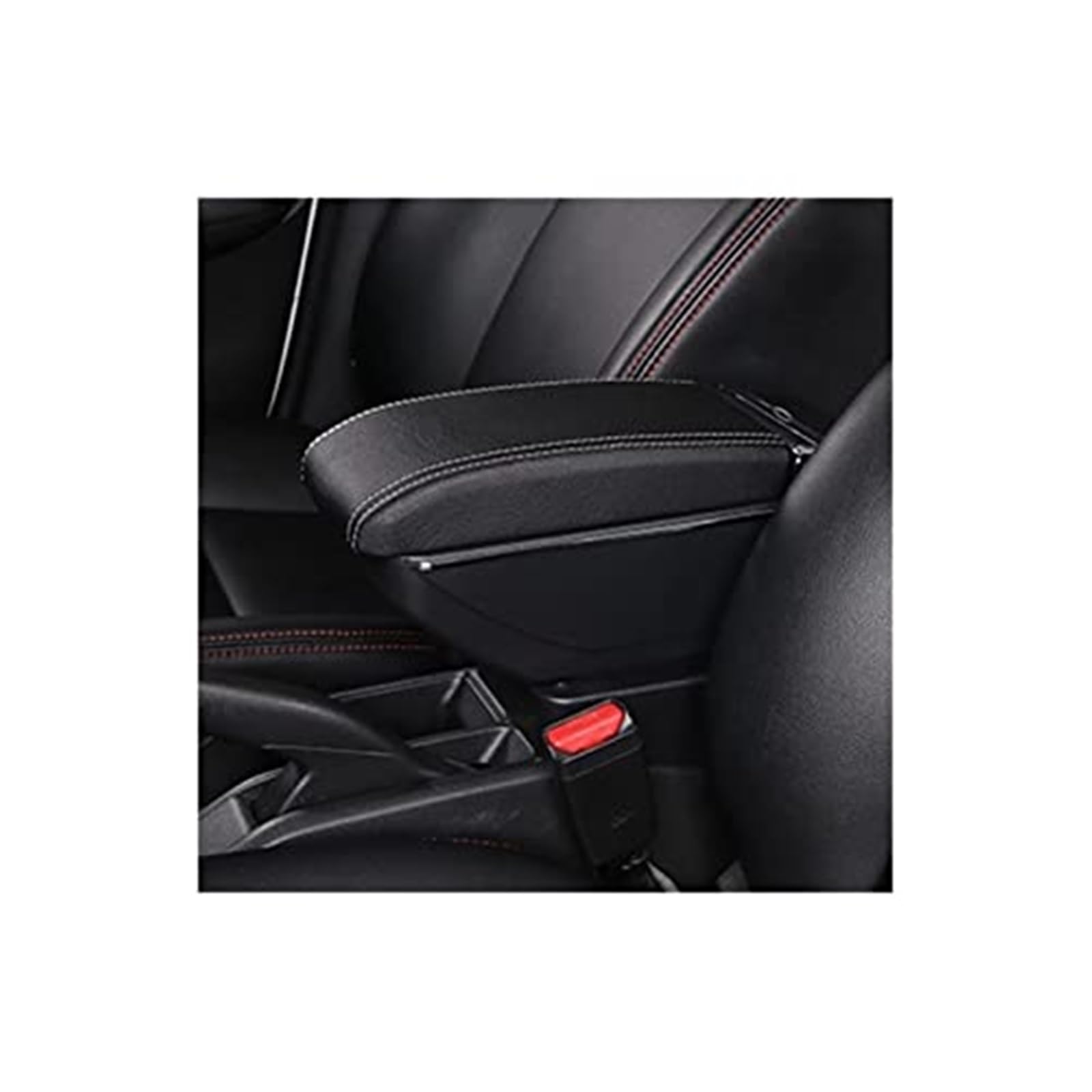 Wivplex Armlehnenbox, Mittelkonsolen-Aufbewahrungsbox, for Skoda, for Rapid 2012 Armlehnenbox Free Punch Handaufbewahrungsbehälter(Black C White line) von Wivplex